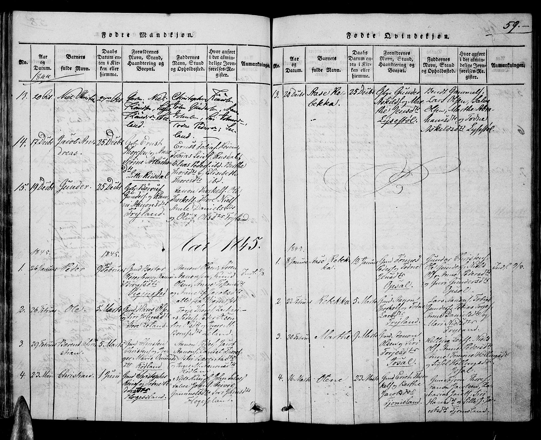 Nord-Audnedal sokneprestkontor, SAK/1111-0032/F/Fa/Fab/L0001: Parish register (official) no. A 1, 1816-1858, p. 59
