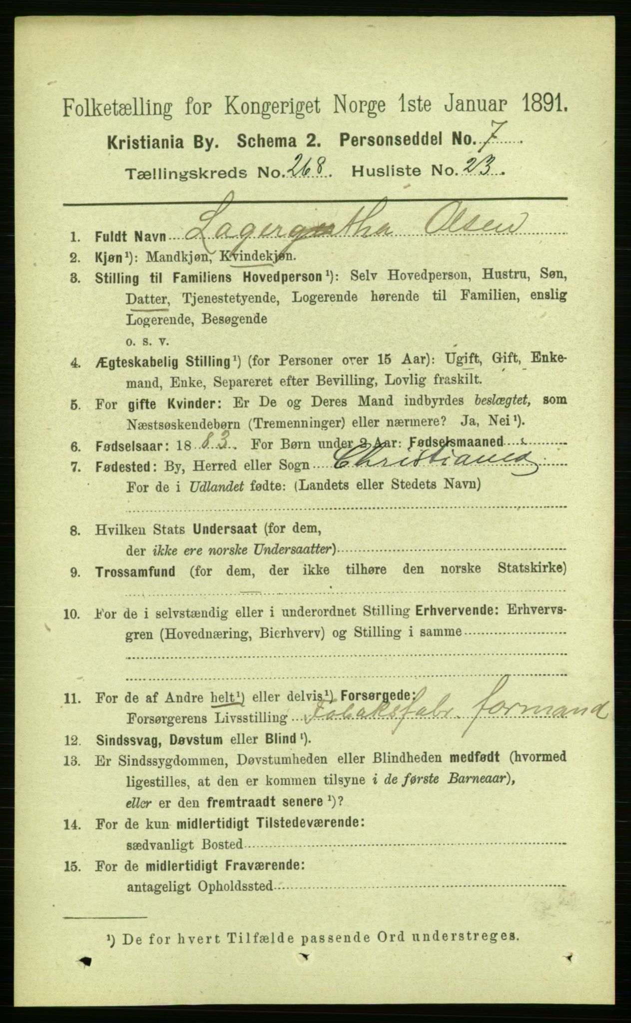 RA, 1891 census for 0301 Kristiania, 1891, p. 162749