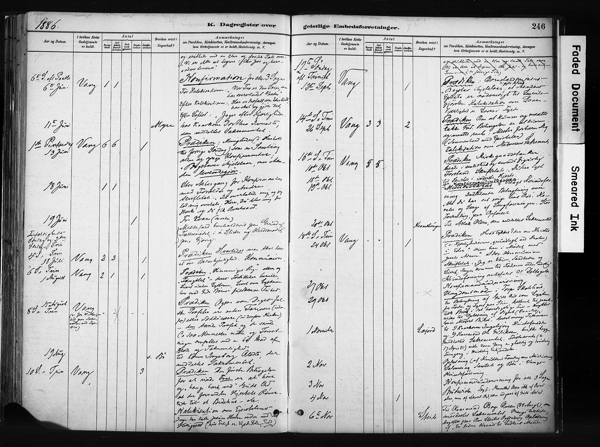 Vang prestekontor, Valdres, AV/SAH-PREST-140/H/Ha/L0008: Parish register (official) no. 8, 1882-1910, p. 246