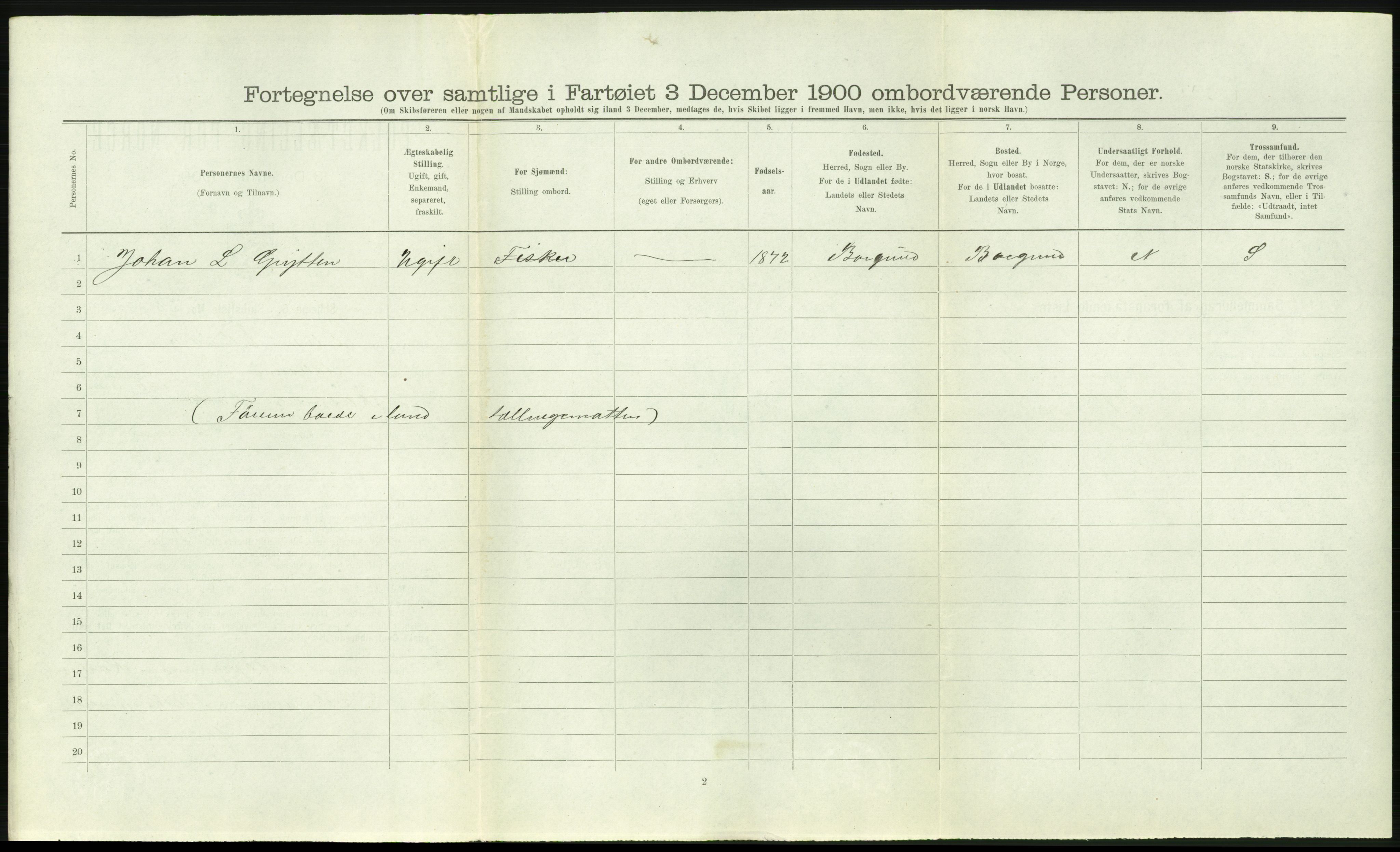 RA, 1900 Census - ship lists from ships in Norwegian harbours, harbours abroad and at sea, 1900, p. 1614