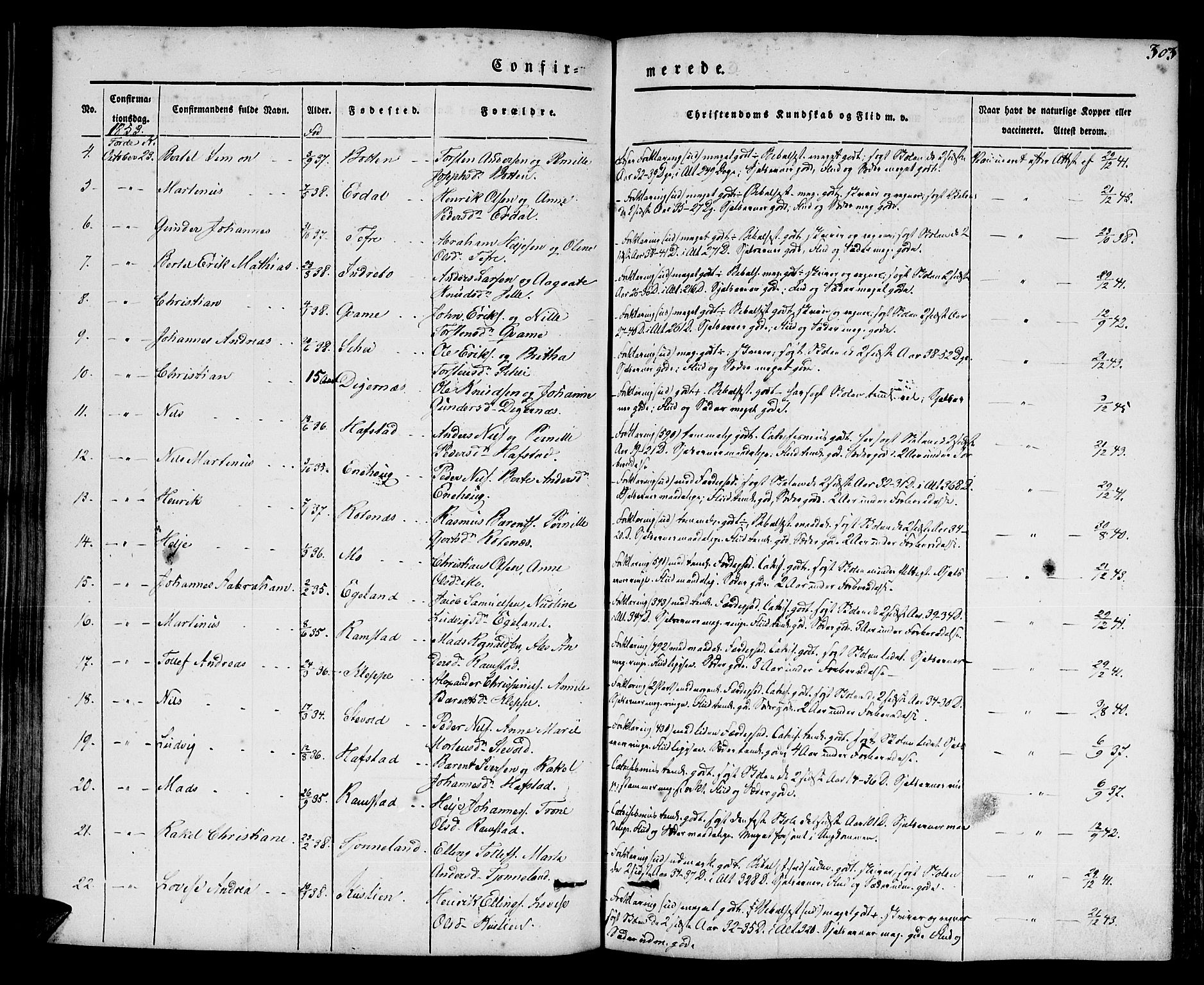 Førde sokneprestembete, SAB/A-79901/H/Haa/Haaa/L0007: Parish register (official) no. A 7, 1843-1860, p. 303