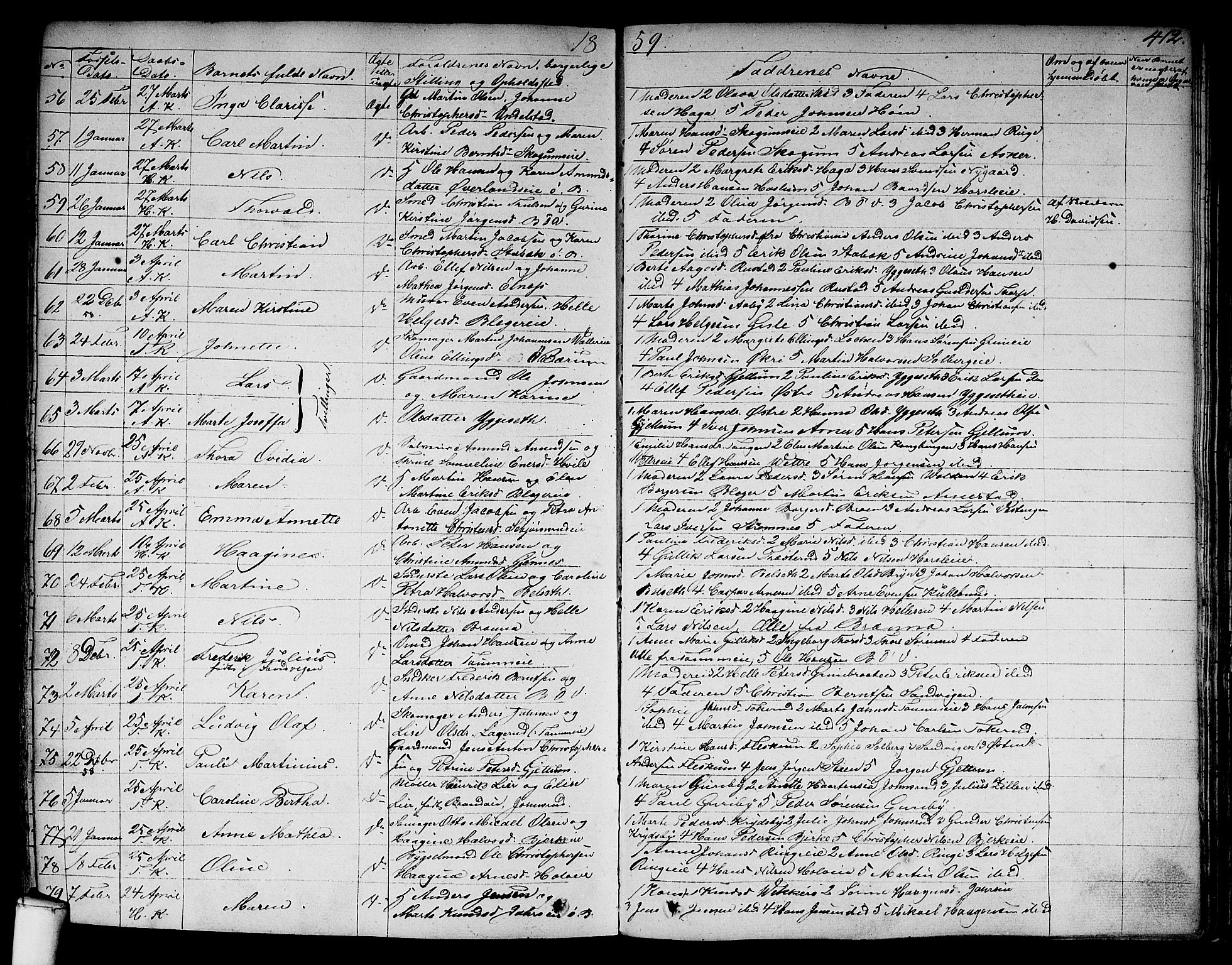 Asker prestekontor Kirkebøker, AV/SAO-A-10256a/F/Fa/L0007: Parish register (official) no. I 7, 1825-1864, p. 412