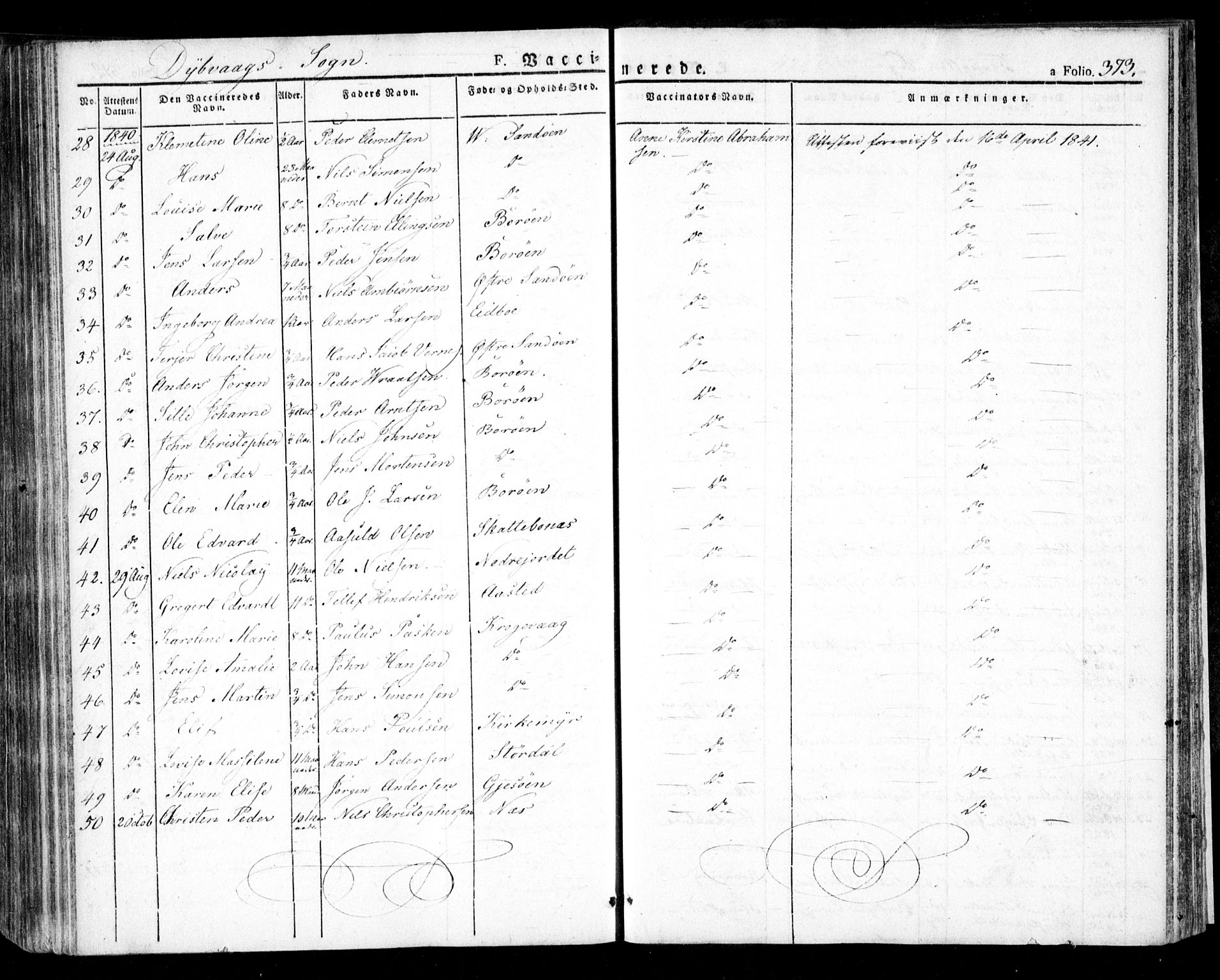 Dypvåg sokneprestkontor, SAK/1111-0007/F/Fa/Faa/L0004: Parish register (official) no. A 4, 1824-1840, p. 373