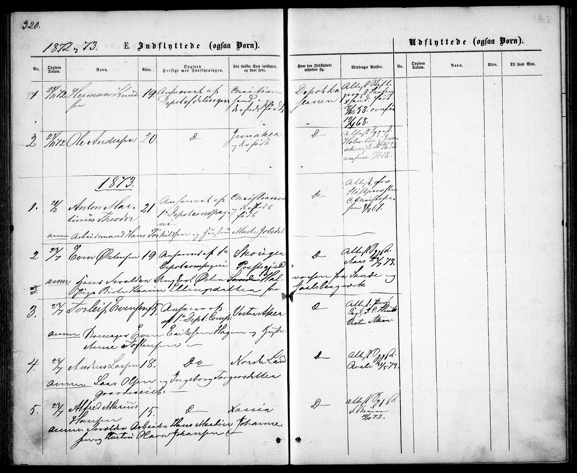 Garnisonsmenigheten Kirkebøker, AV/SAO-A-10846/G/Ga/L0006: Parish register (copy) no. 6, 1860-1880, p. 320