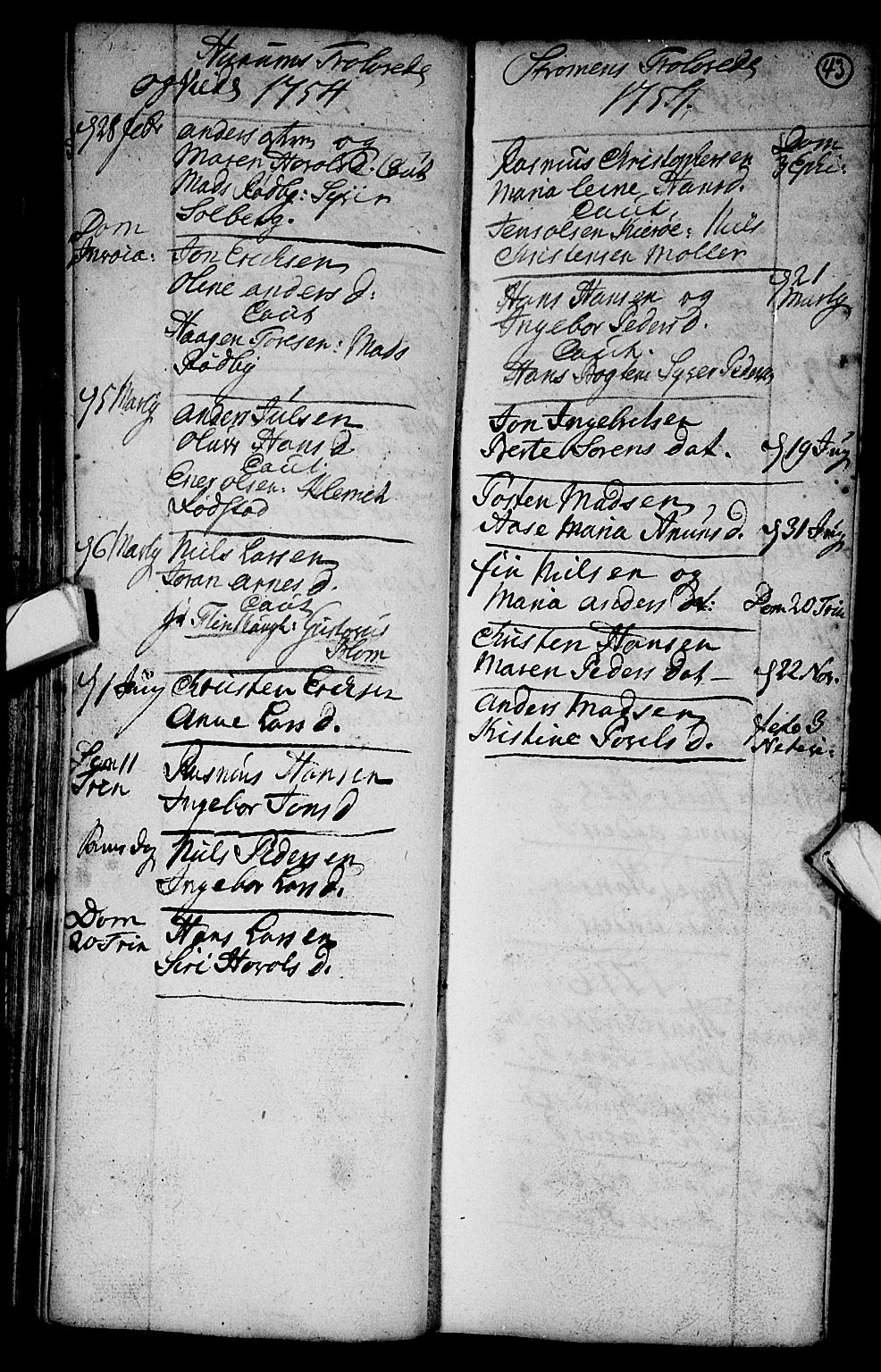 Hurum kirkebøker, SAKO/A-229/F/Fa/L0003: Parish register (official) no. 3, 1733-1757, p. 43