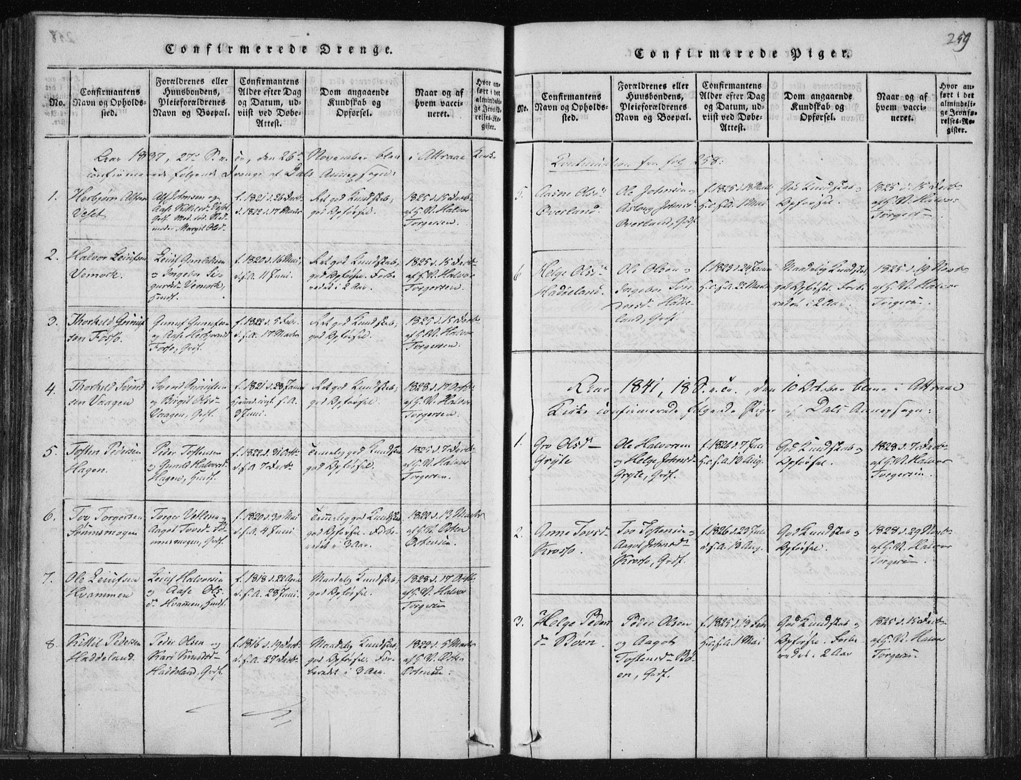 Tinn kirkebøker, SAKO/A-308/F/Fc/L0001: Parish register (official) no. III 1, 1815-1843, p. 259