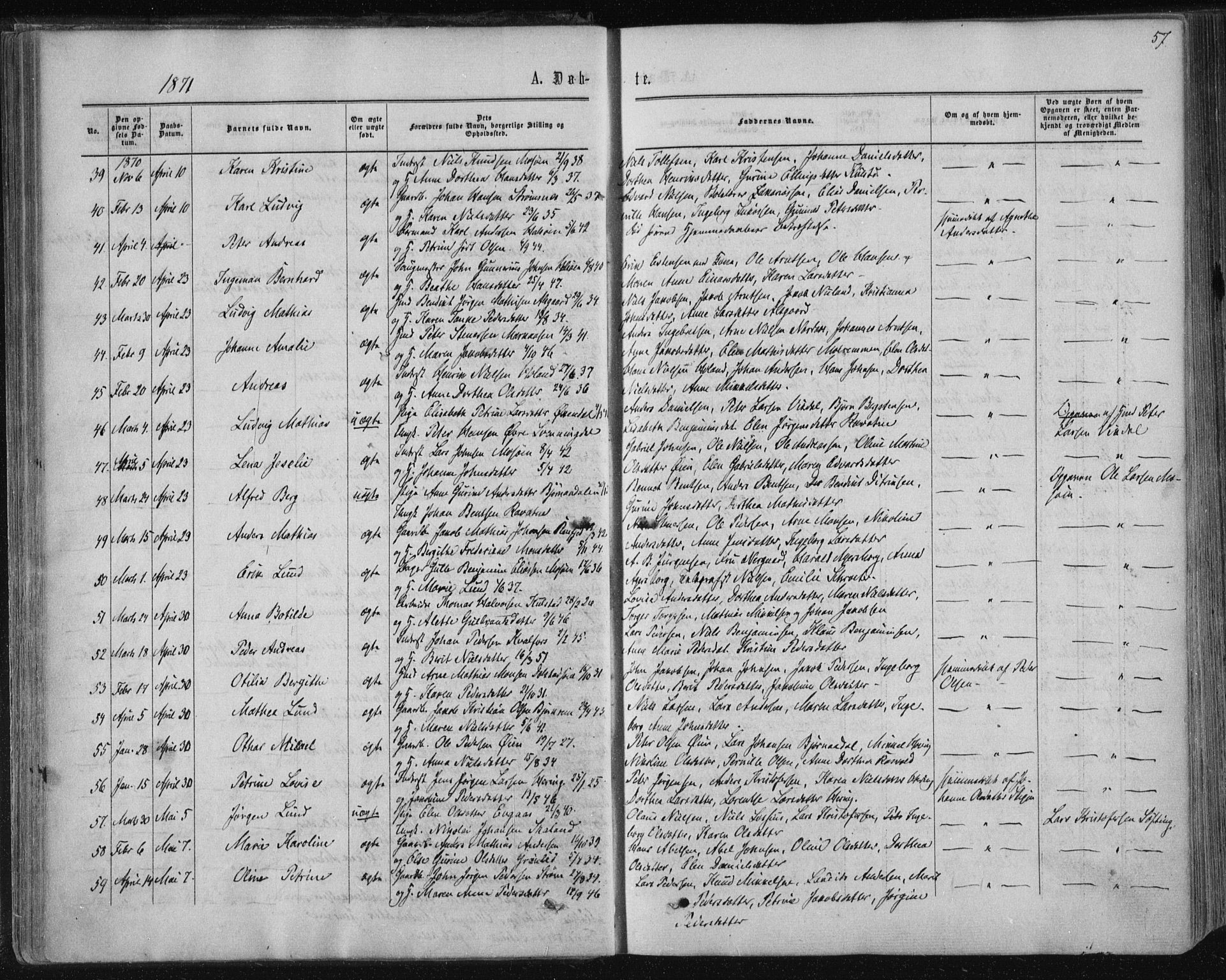 Ministerialprotokoller, klokkerbøker og fødselsregistre - Nordland, SAT/A-1459/820/L0294: Parish register (official) no. 820A15, 1866-1879, p. 57