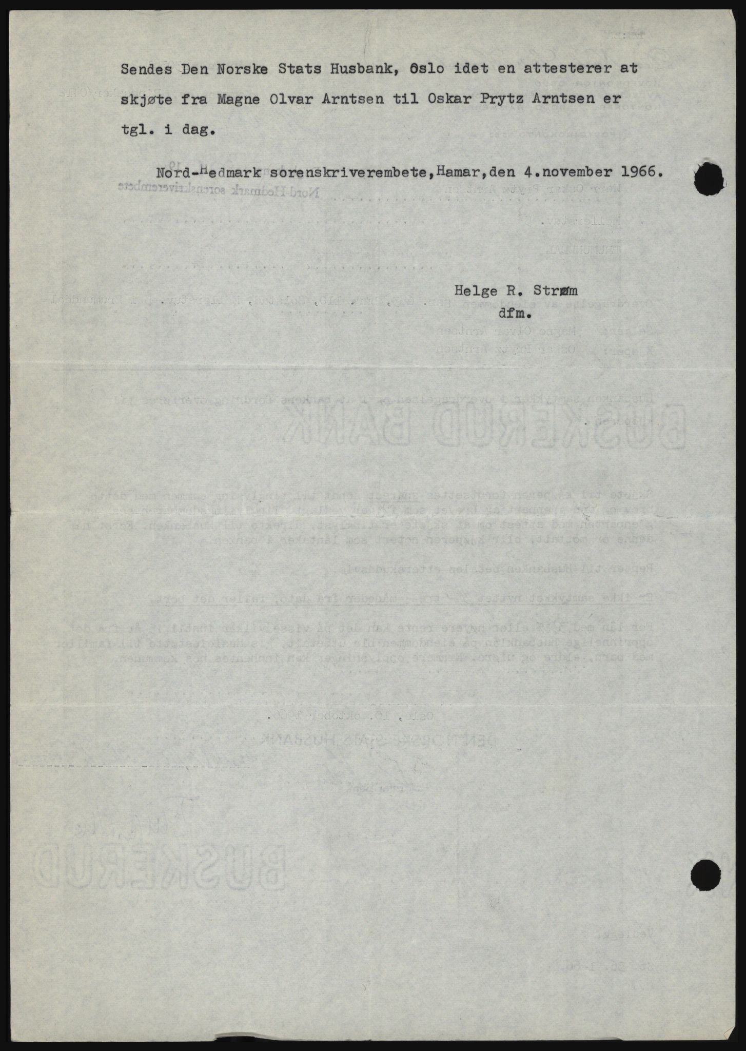 Nord-Hedmark sorenskriveri, SAH/TING-012/H/Hc/L0024: Mortgage book no. 24, 1966-1966, Diary no: : 4905/1966