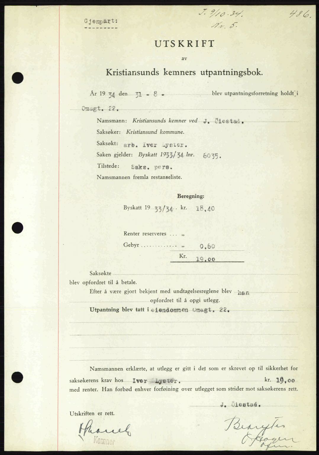 Kristiansund byfogd, AV/SAT-A-4587/A/27: Mortgage book no. 27, 1933-1934, Deed date: 09.10.1934