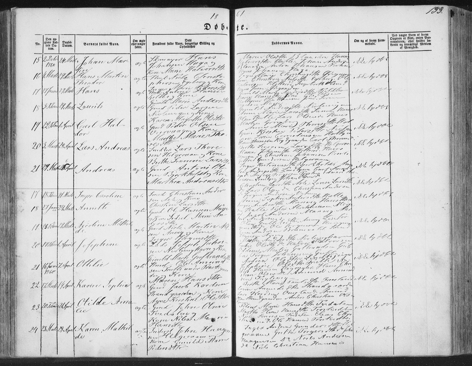 Brunlanes kirkebøker, AV/SAKO-A-342/F/Fa/L0004: Parish register (official) no. I 4, 1846-1862, p. 133