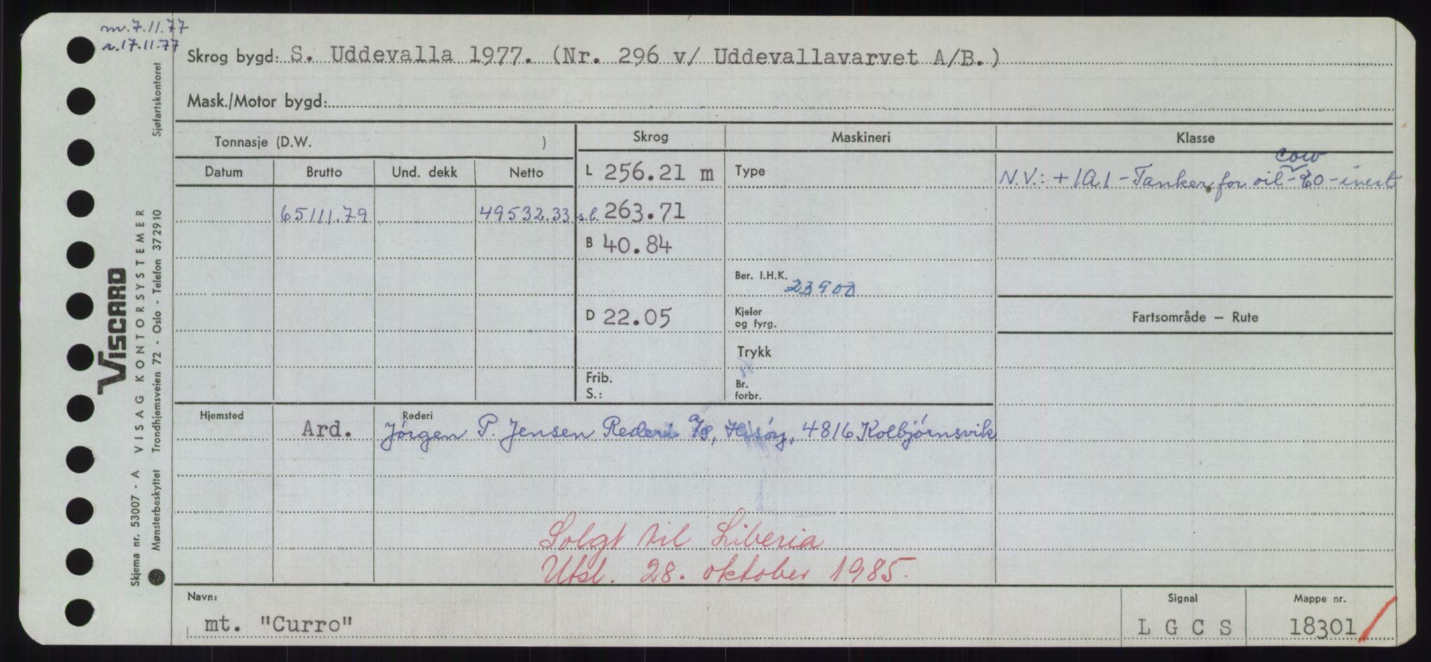 Sjøfartsdirektoratet med forløpere, Skipsmålingen, RA/S-1627/H/Hd/L0008: Fartøy, C-D, p. 281