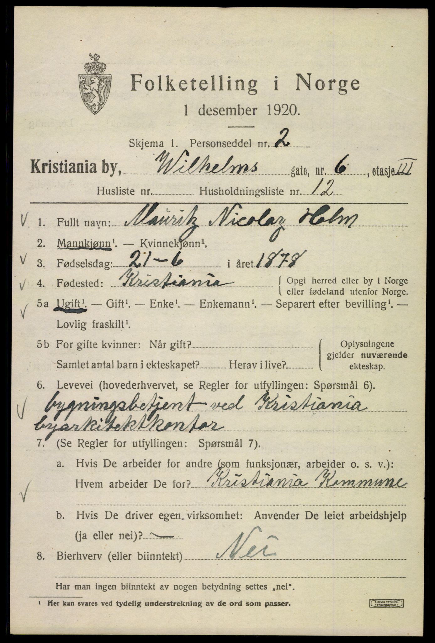 SAO, 1920 census for Kristiania, 1920, p. 652975