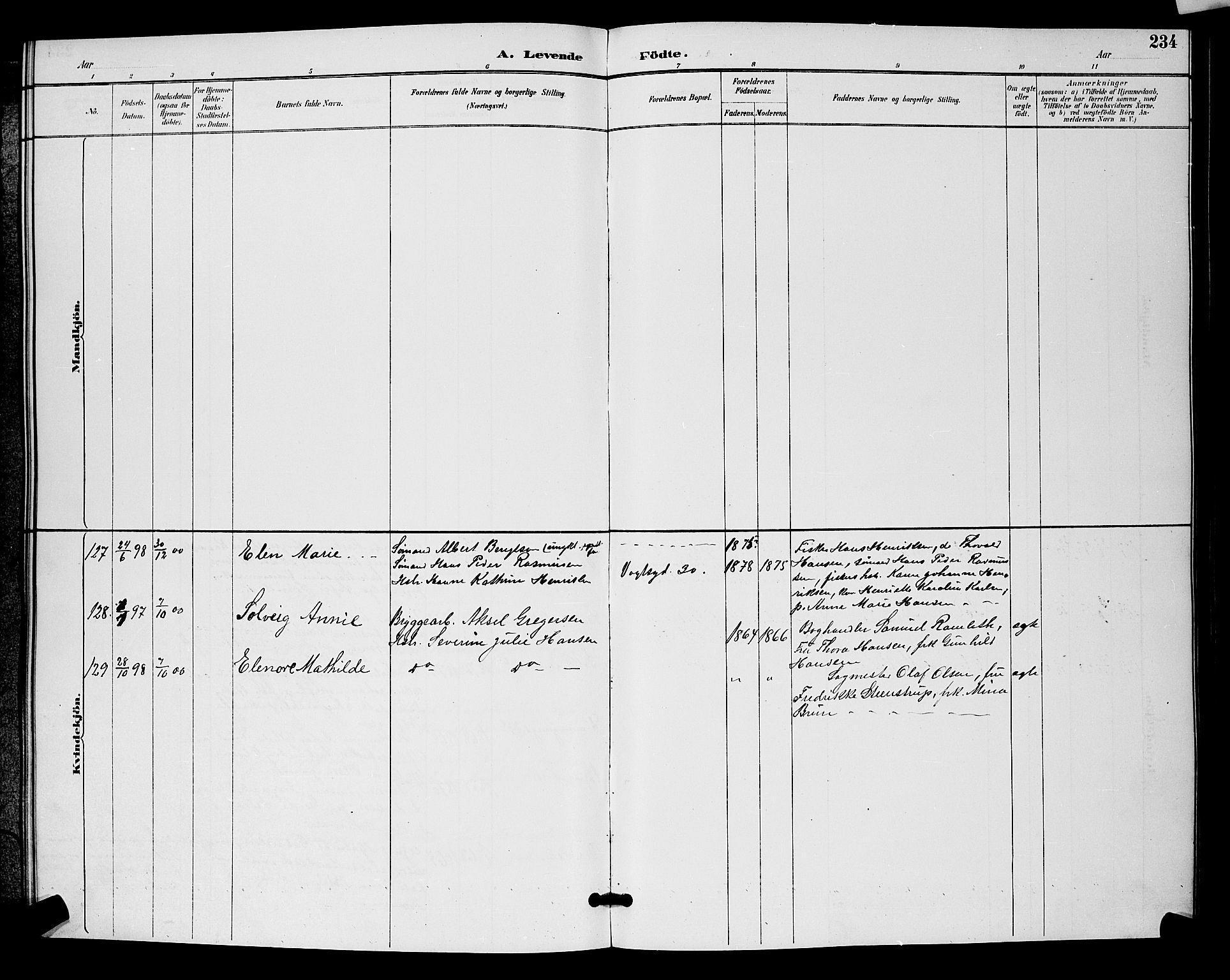 Moss prestekontor Kirkebøker, SAO/A-2003/G/Ga/L0006: Parish register (copy) no. I 6, 1889-1900, p. 234