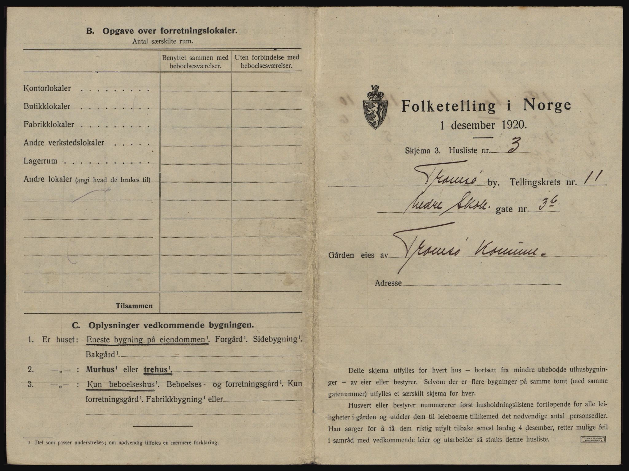 SATØ, 1920 census for Tromsø, 1920, p. 1829