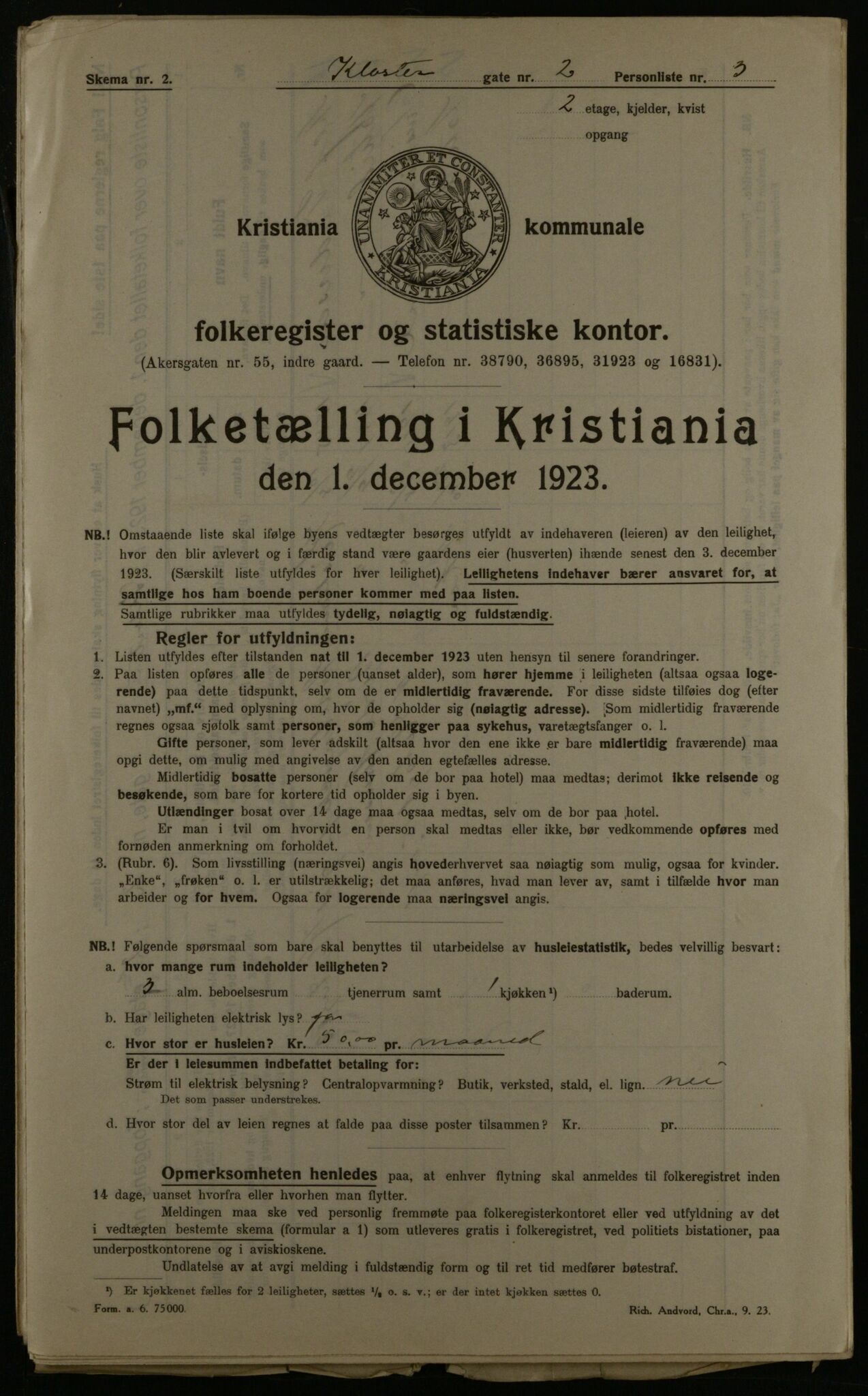 OBA, Municipal Census 1923 for Kristiania, 1923, p. 58438