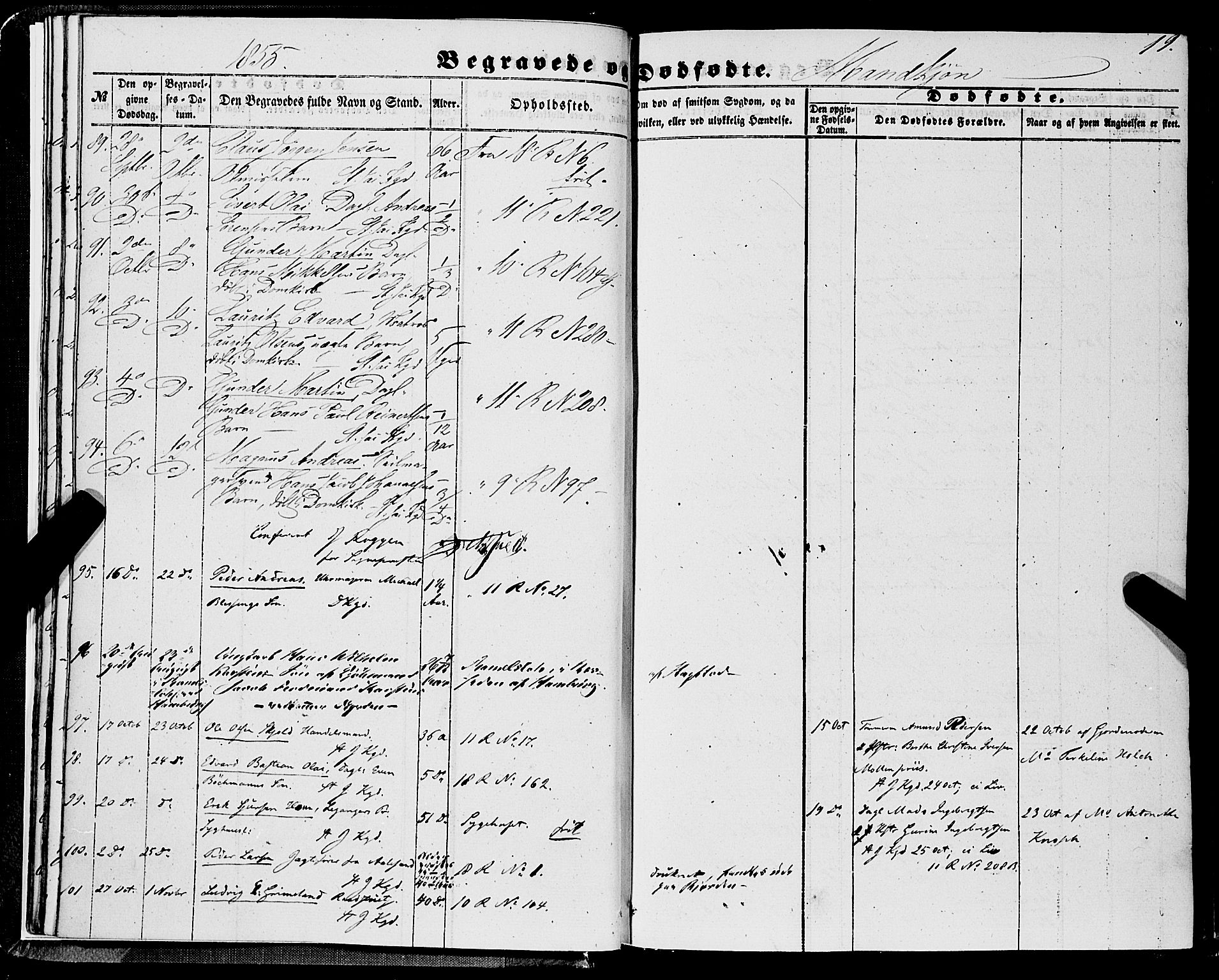 Domkirken sokneprestembete, AV/SAB-A-74801/H/Haa/L0041: Parish register (official) no. E 2, 1853-1863, p. 19