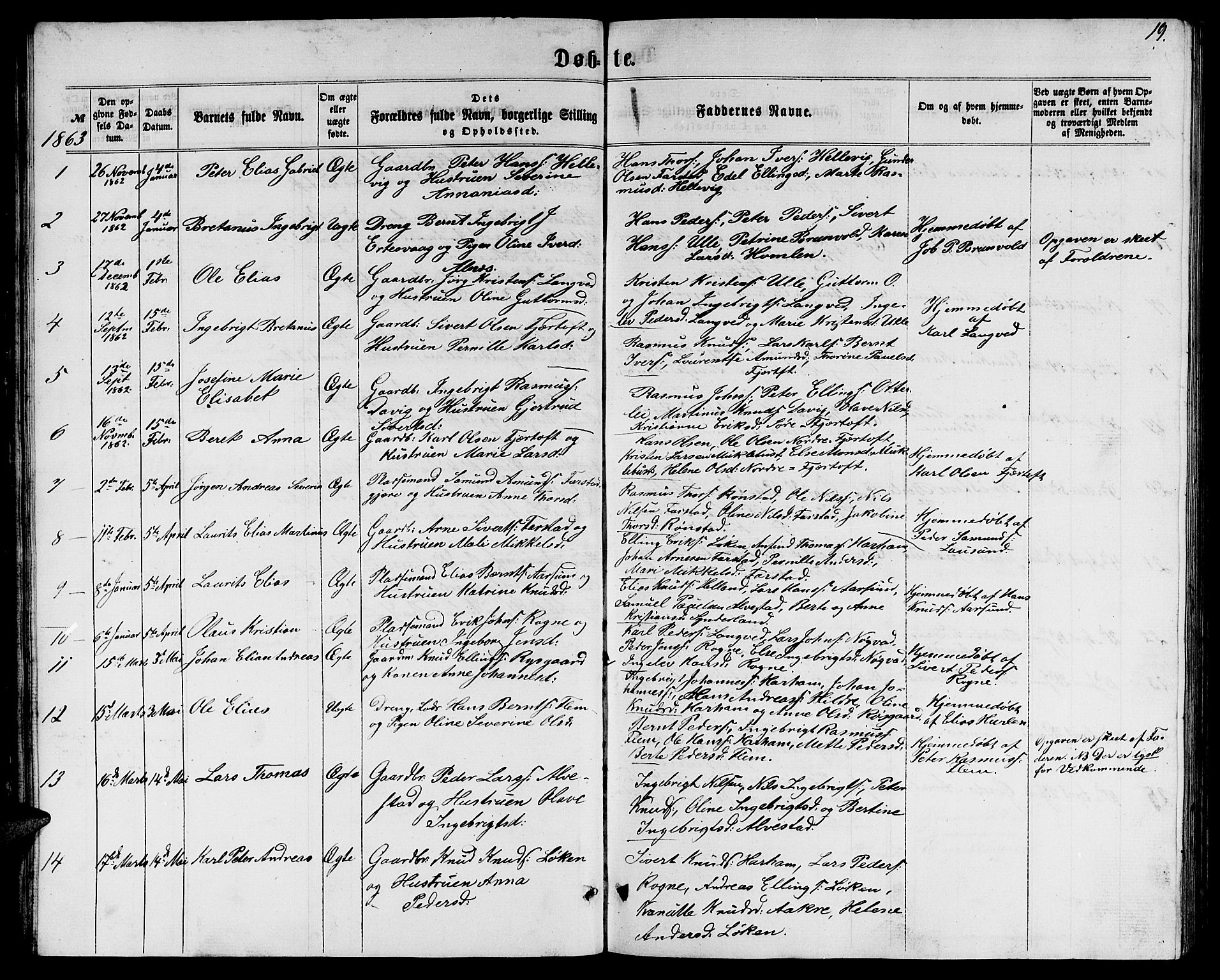 Ministerialprotokoller, klokkerbøker og fødselsregistre - Møre og Romsdal, SAT/A-1454/536/L0508: Parish register (copy) no. 536C03, 1860-1870, p. 19