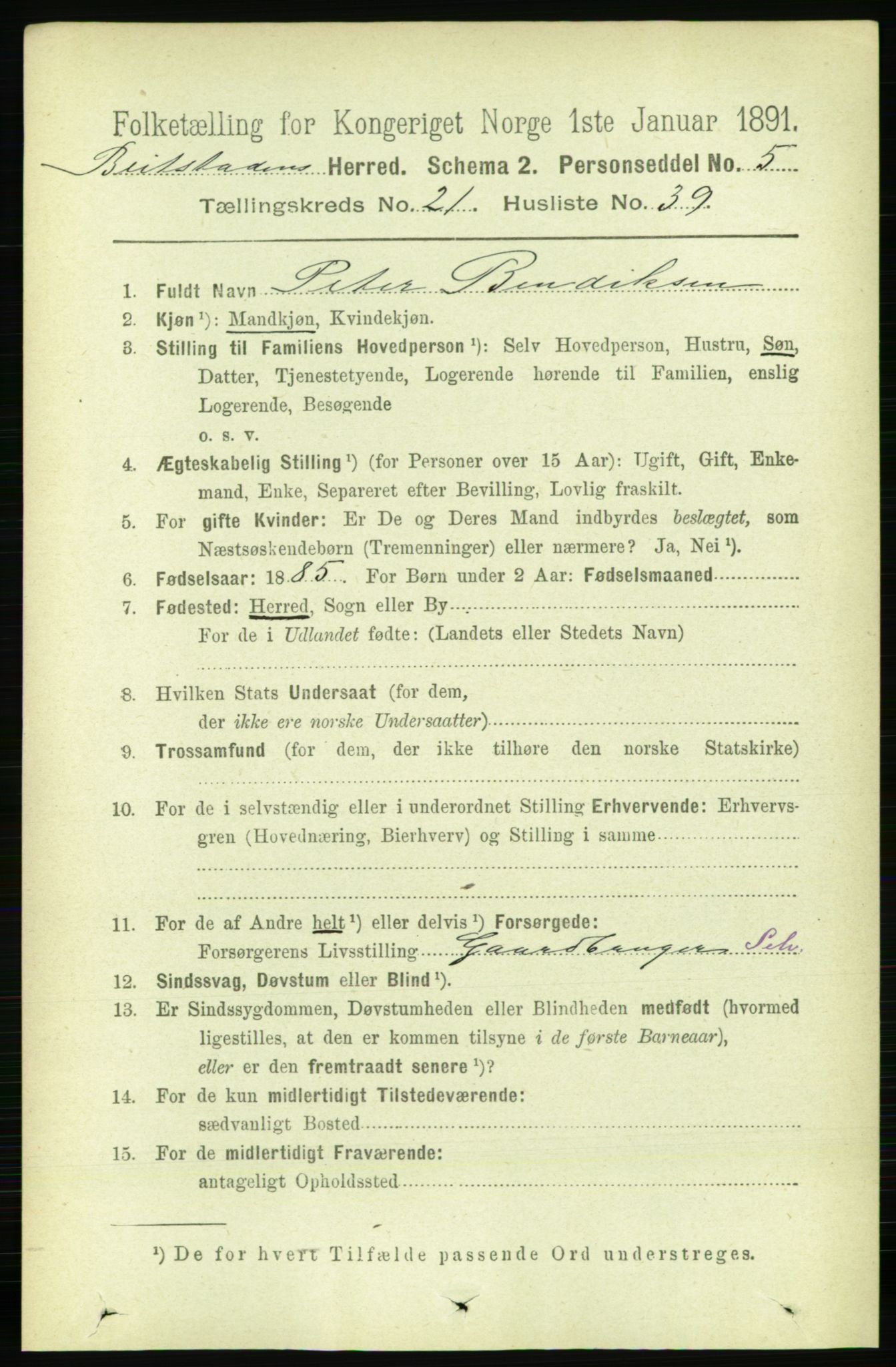 RA, 1891 census for 1727 Beitstad, 1891, p. 5646