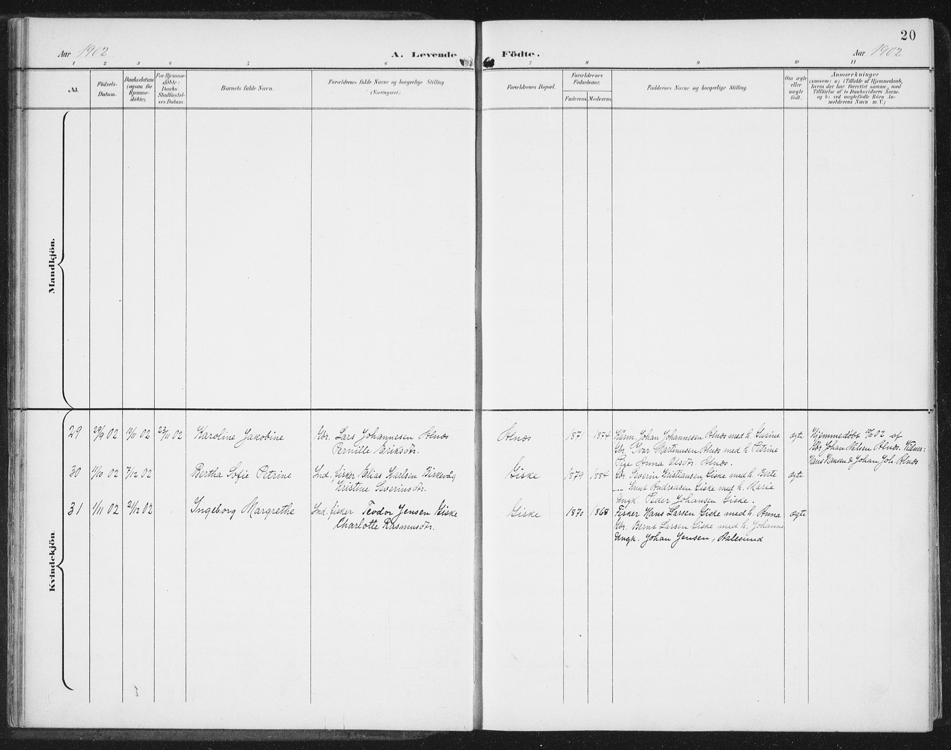 Ministerialprotokoller, klokkerbøker og fødselsregistre - Møre og Romsdal, AV/SAT-A-1454/534/L0489: Parish register (copy) no. 534C01, 1899-1941, p. 20