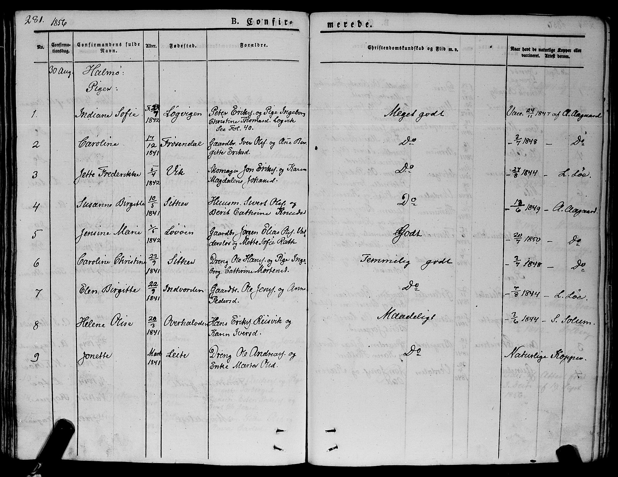 Ministerialprotokoller, klokkerbøker og fødselsregistre - Nord-Trøndelag, SAT/A-1458/773/L0614: Parish register (official) no. 773A05, 1831-1856, p. 281
