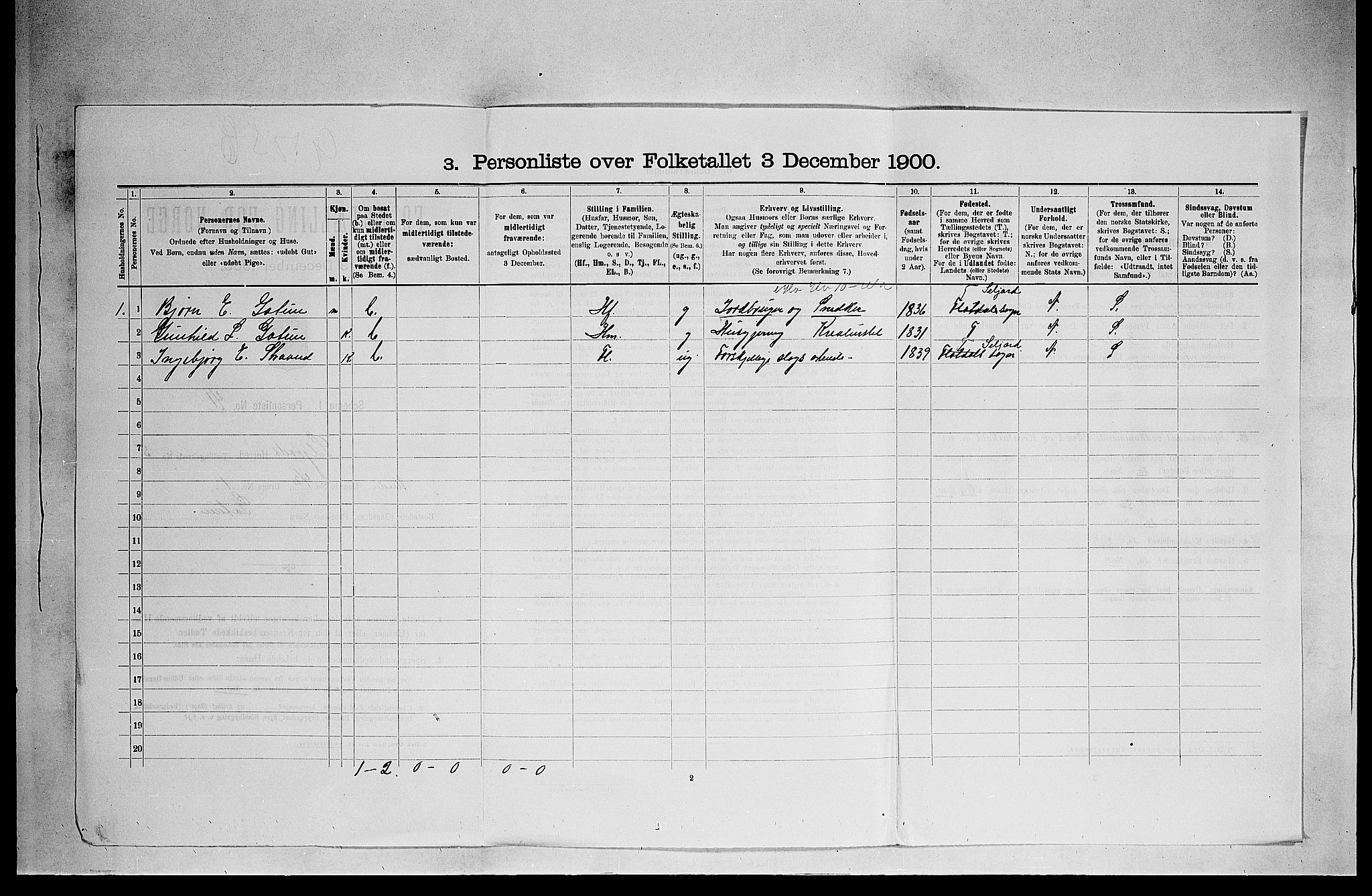 SAKO, 1900 census for Seljord, 1900, p. 509