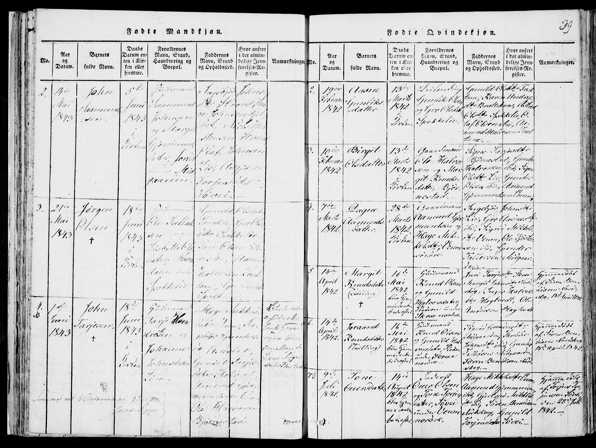 Fyresdal kirkebøker, AV/SAKO-A-263/F/Fb/L0001: Parish register (official) no. II 1, 1815-1854, p. 39