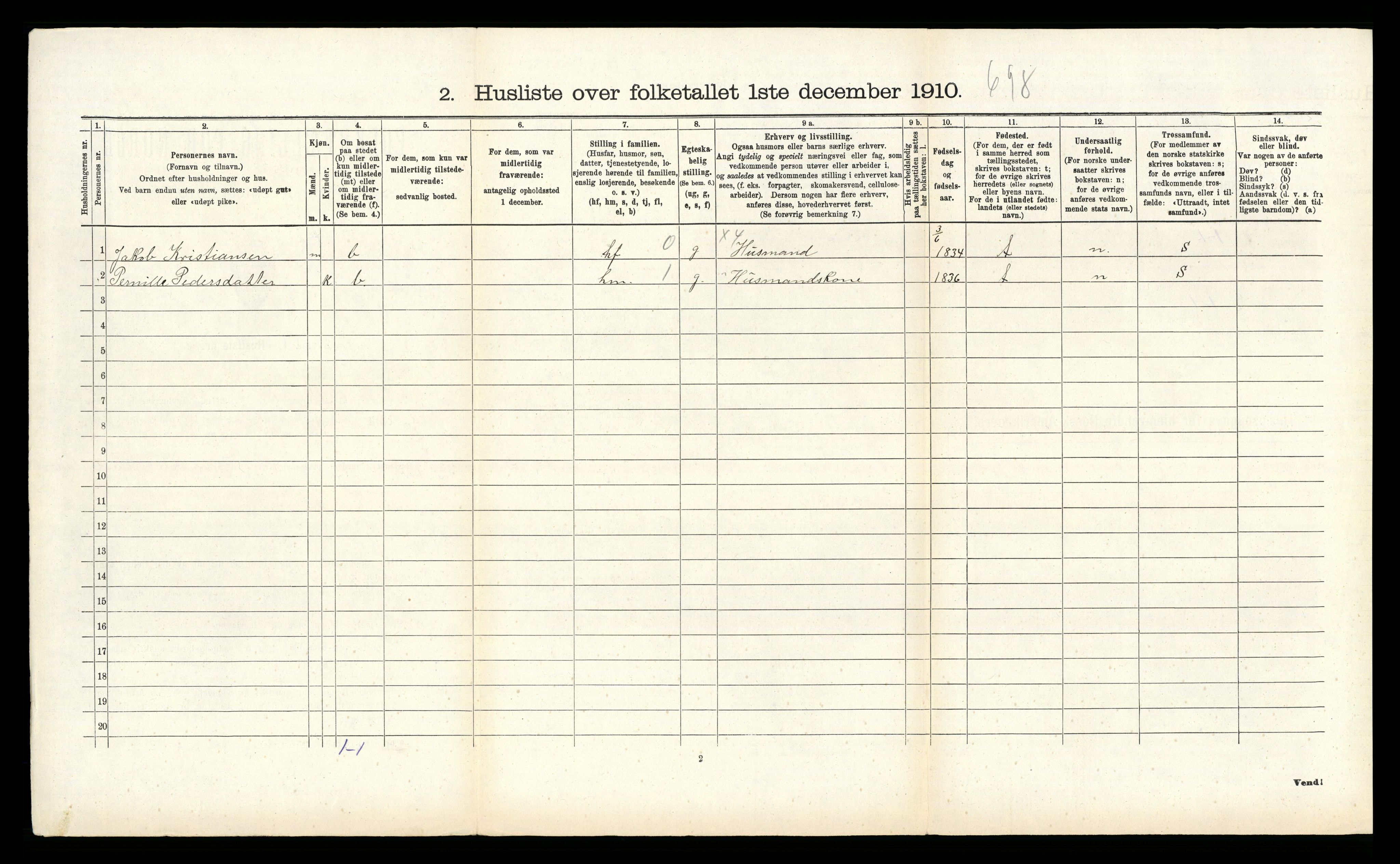 RA, 1910 census for Skjold, 1910, p. 317