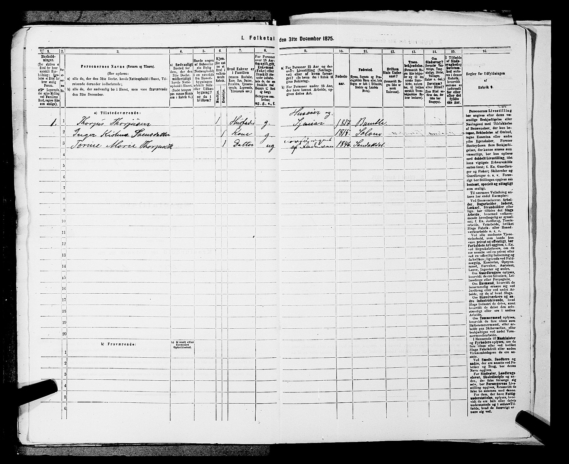 SAKO, 1875 census for 0816P Sannidal, 1875, p. 1695