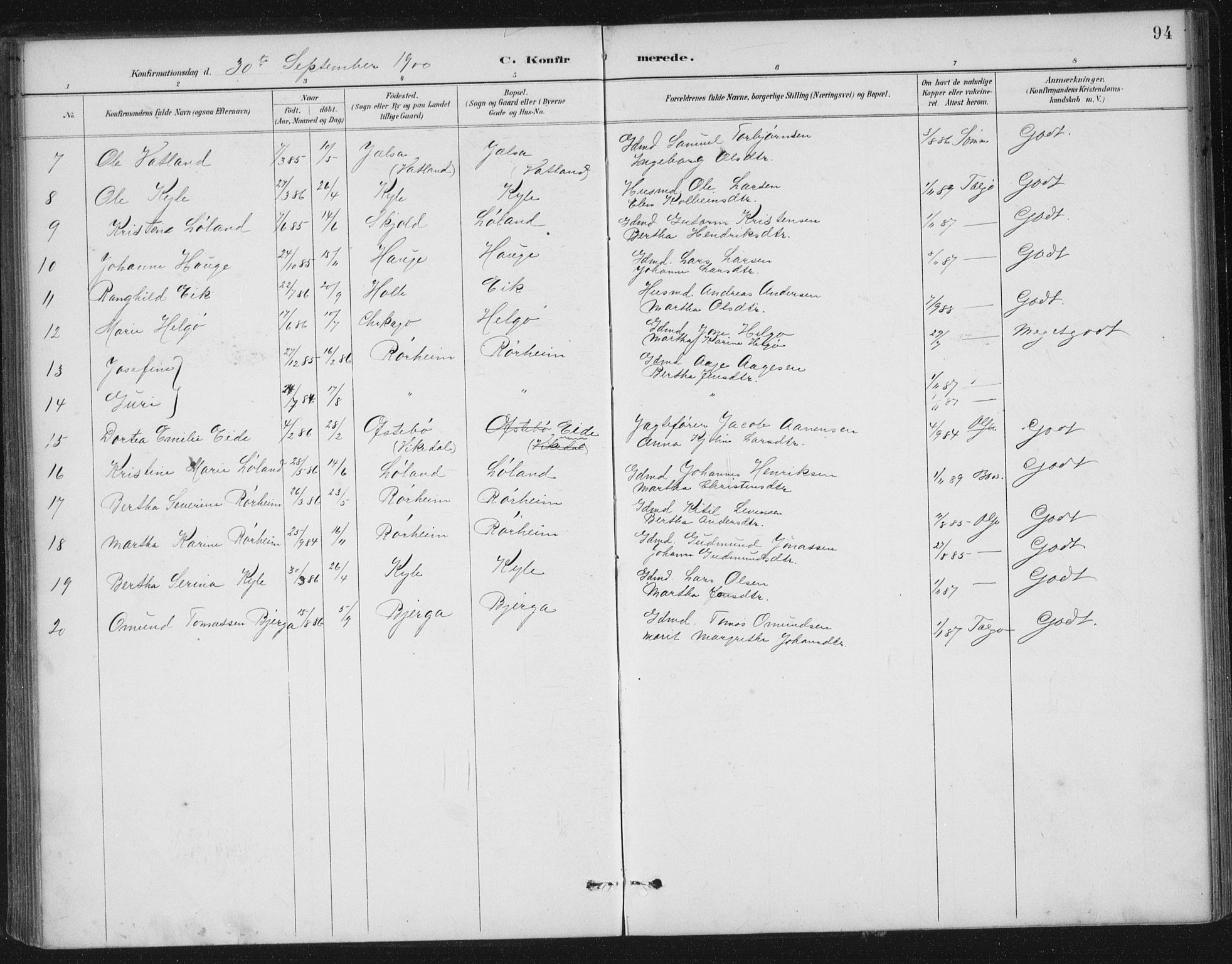 Nedstrand sokneprestkontor, AV/SAST-A-101841/01/IV: Parish register (official) no. A 13, 1887-1915, p. 94