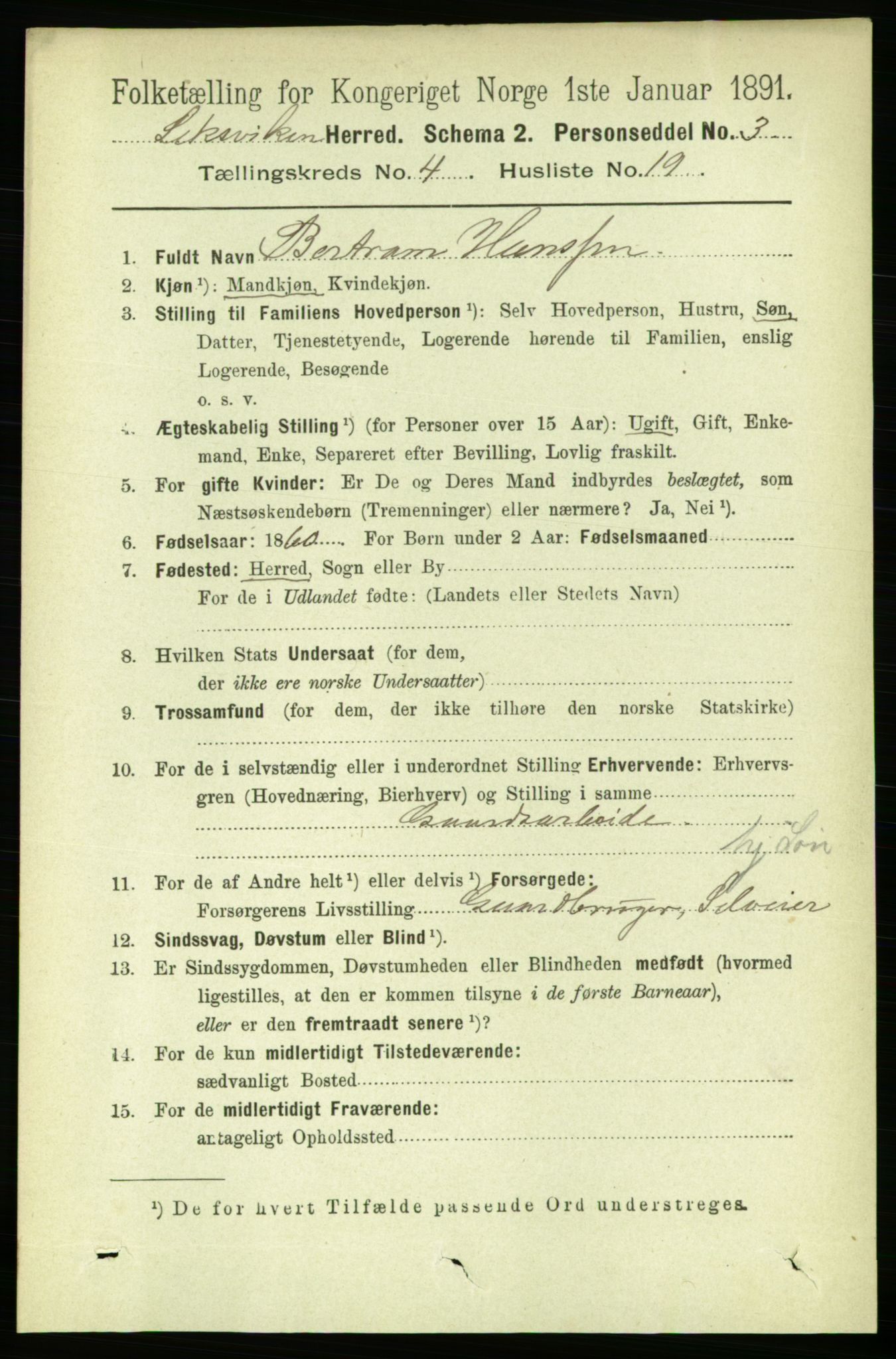 RA, 1891 census for 1718 Leksvik, 1891, p. 2031