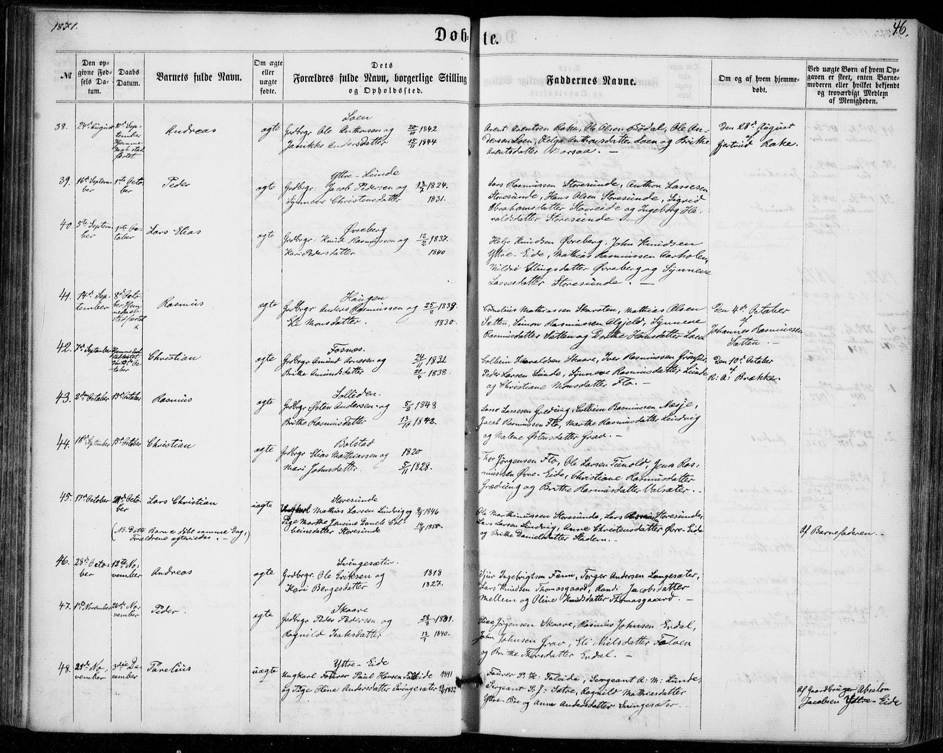 Stryn Sokneprestembete, SAB/A-82501: Parish register (official) no. A 3, 1862-1877, p. 46