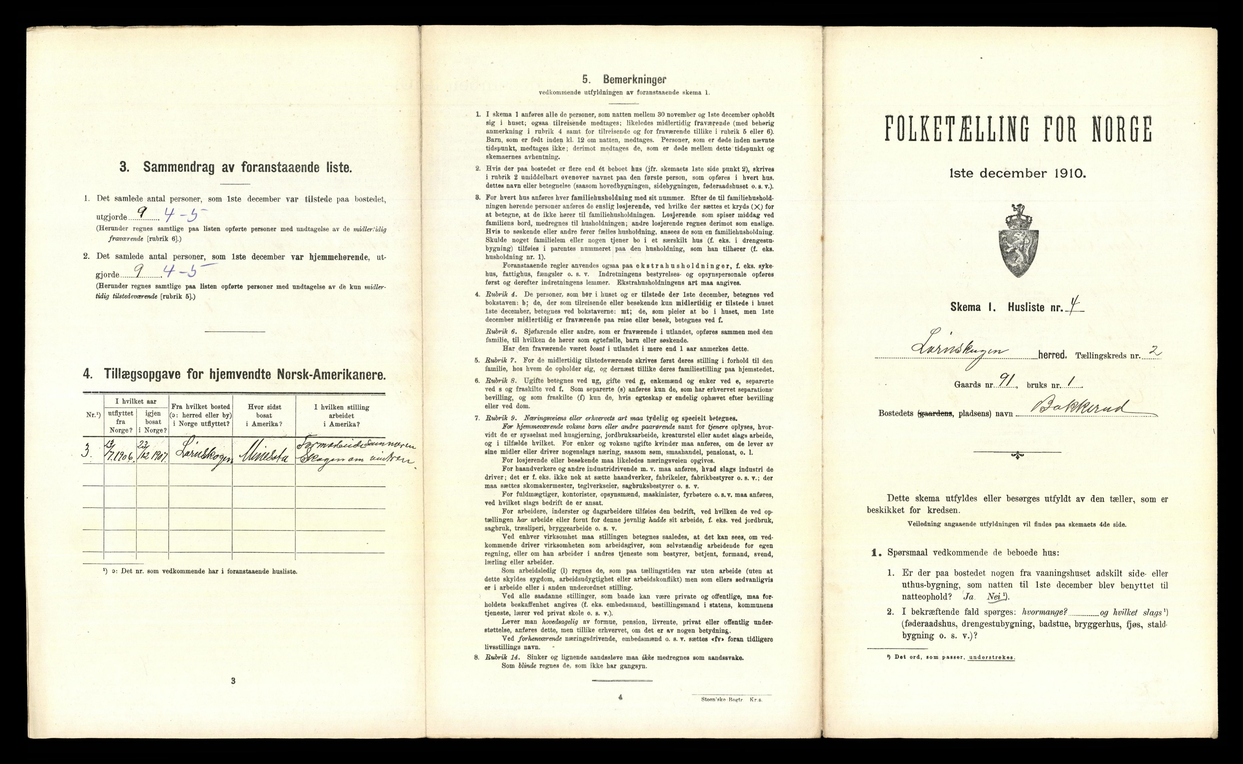 RA, 1910 census for Lørenskog, 1910, p. 190