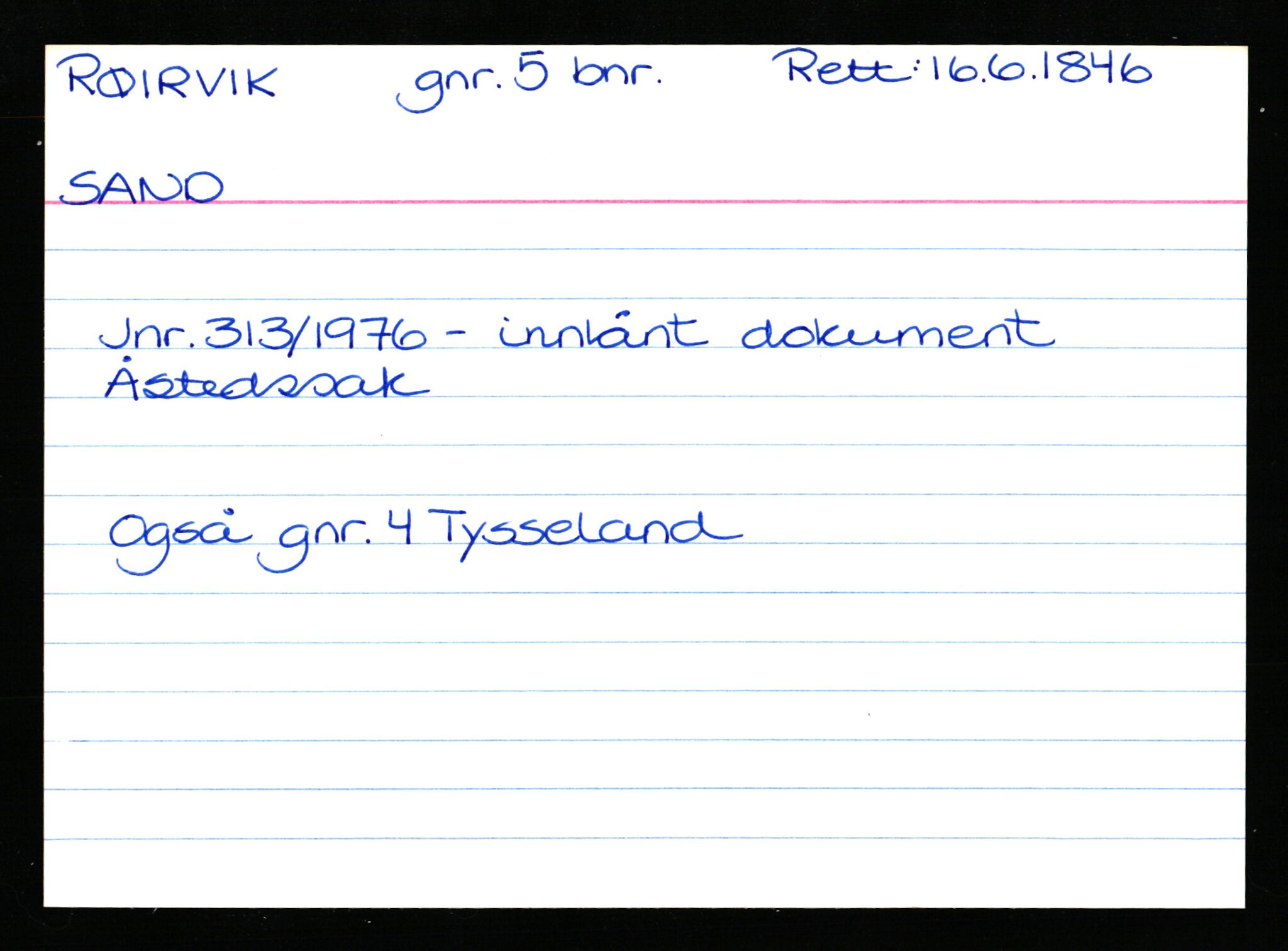 Statsarkivet i Stavanger, AV/SAST-A-101971/03/Y/Yk/L0033: Registerkort sortert etter gårdsnavn: Rosseland store - Sand ytre, 1750-1930, p. 330