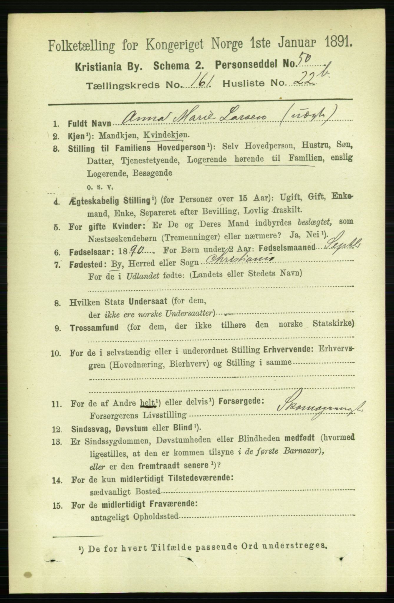 RA, 1891 census for 0301 Kristiania, 1891, p. 92350