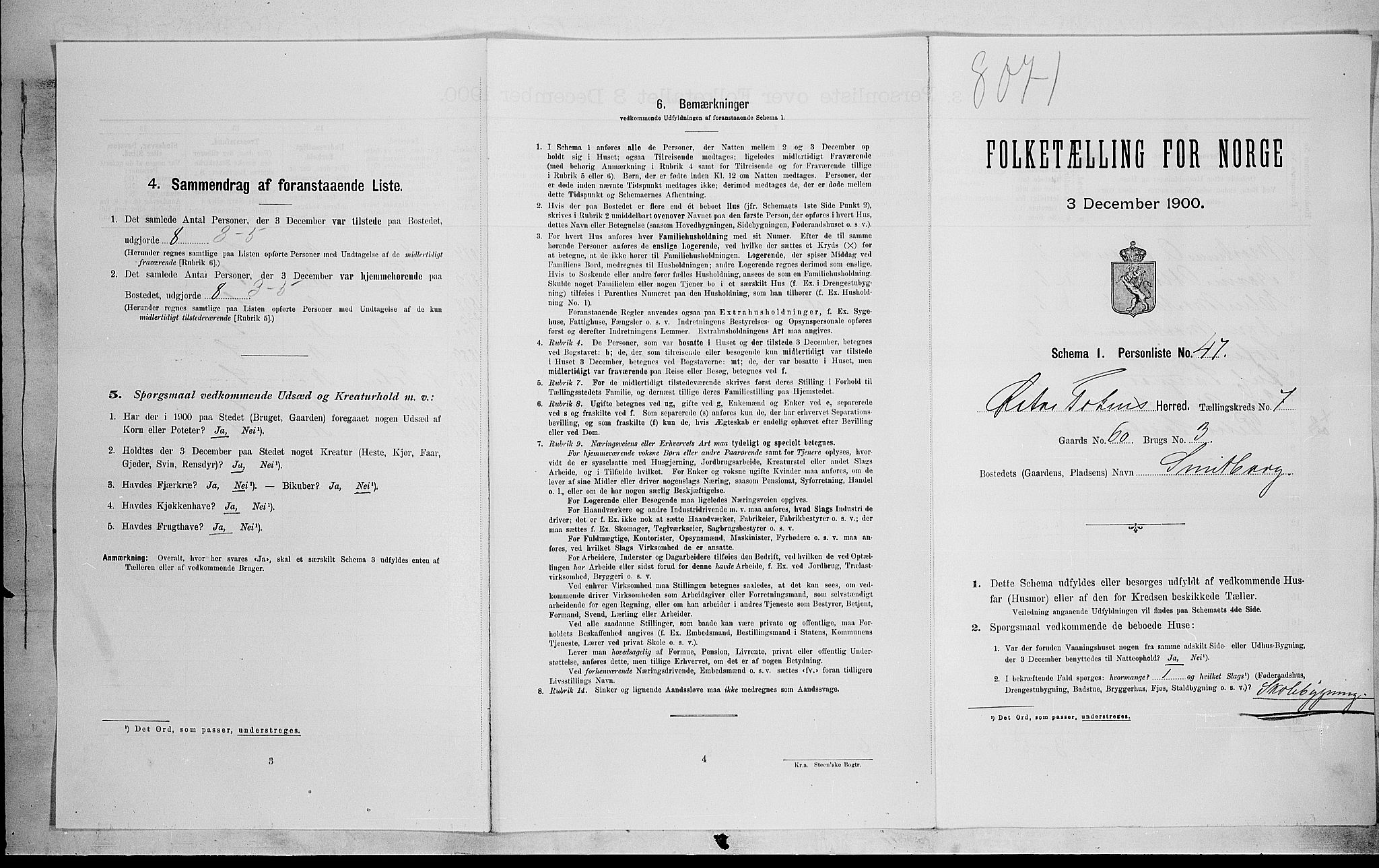 SAH, 1900 census for Østre Toten, 1900, p. 1878
