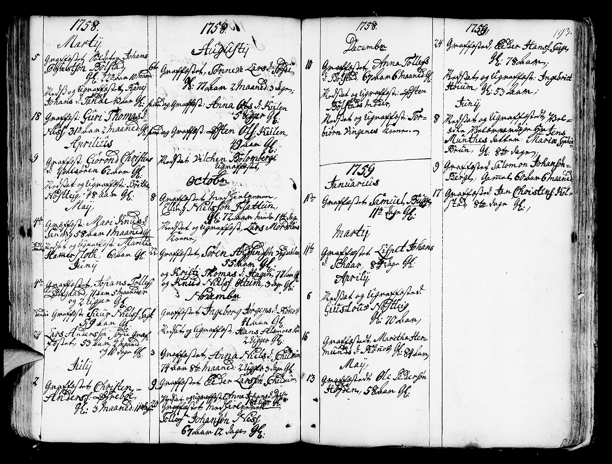 Luster sokneprestembete, SAB/A-81101/H/Haa/Haaa/L0001: Parish register (official) no. A 1, 1731-1803, p. 193