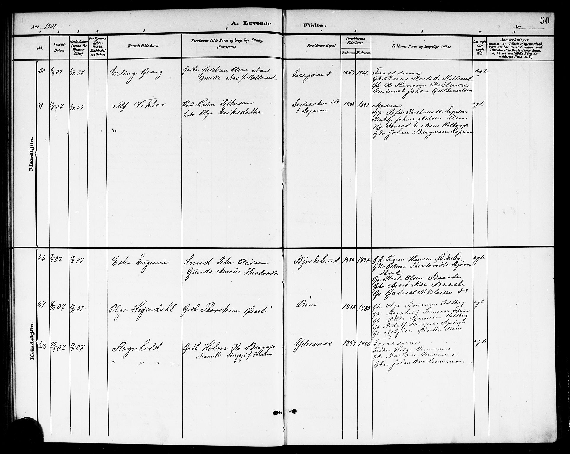 Høland prestekontor Kirkebøker, SAO/A-10346a/G/Gb/L0001: Parish register (copy) no. II 1, 1902-1919, p. 50