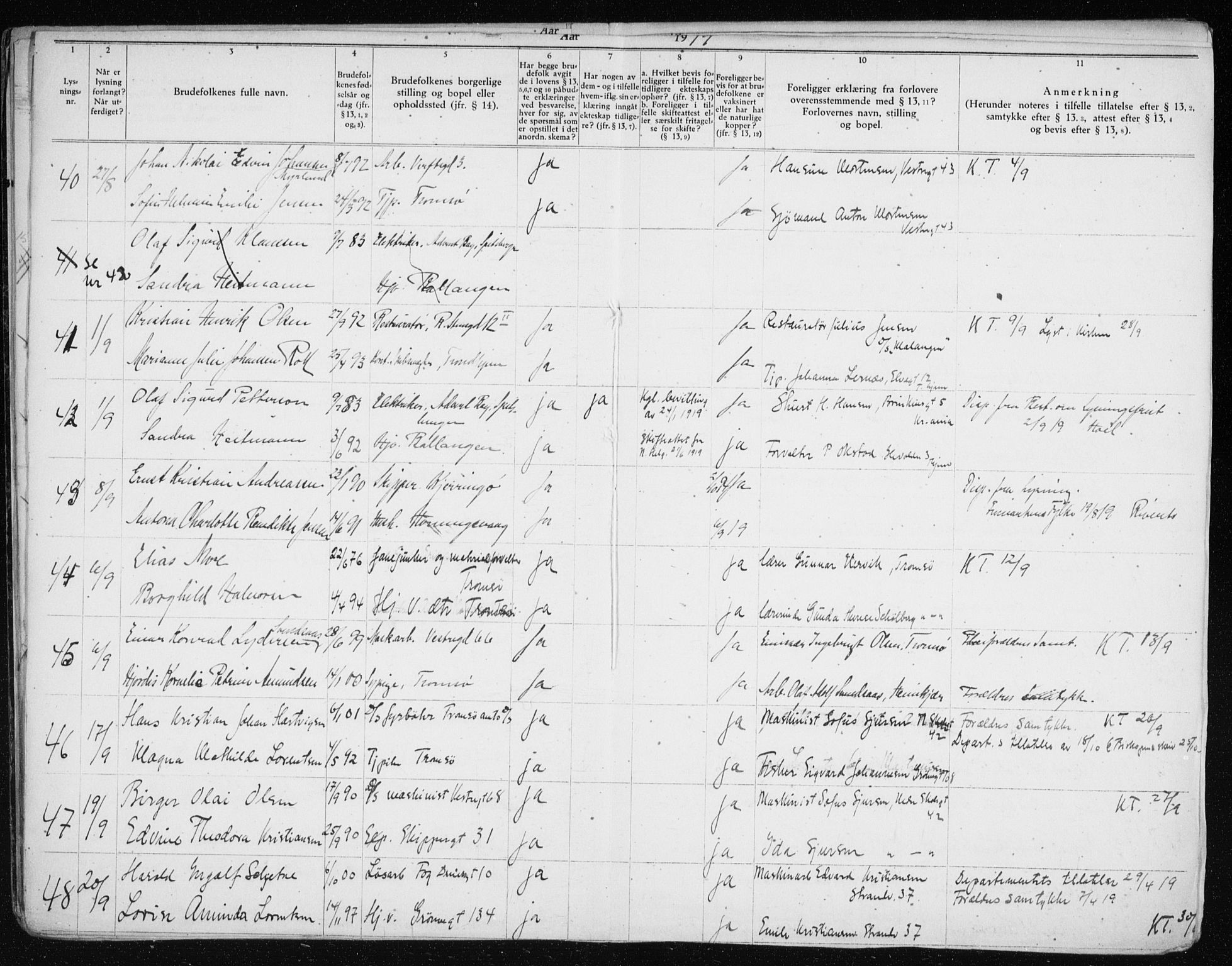 Tromsø sokneprestkontor/stiftsprosti/domprosti, AV/SATØ-S-1343/H/Hc/L0100: Banns register no. 100, 1919-1933