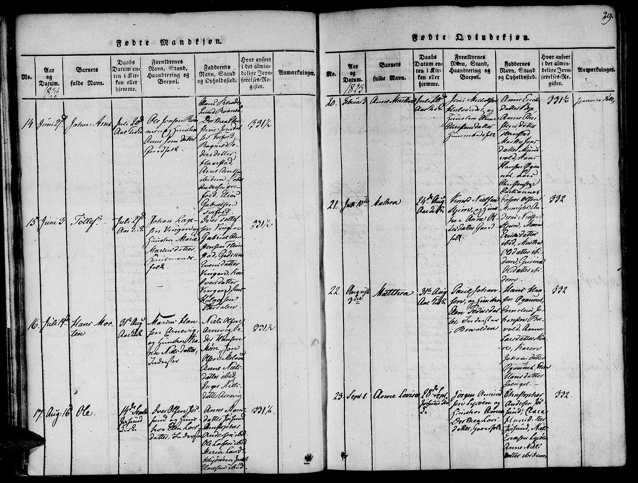 Ministerialprotokoller, klokkerbøker og fødselsregistre - Sør-Trøndelag, SAT/A-1456/655/L0675: Parish register (official) no. 655A04, 1818-1830, p. 29