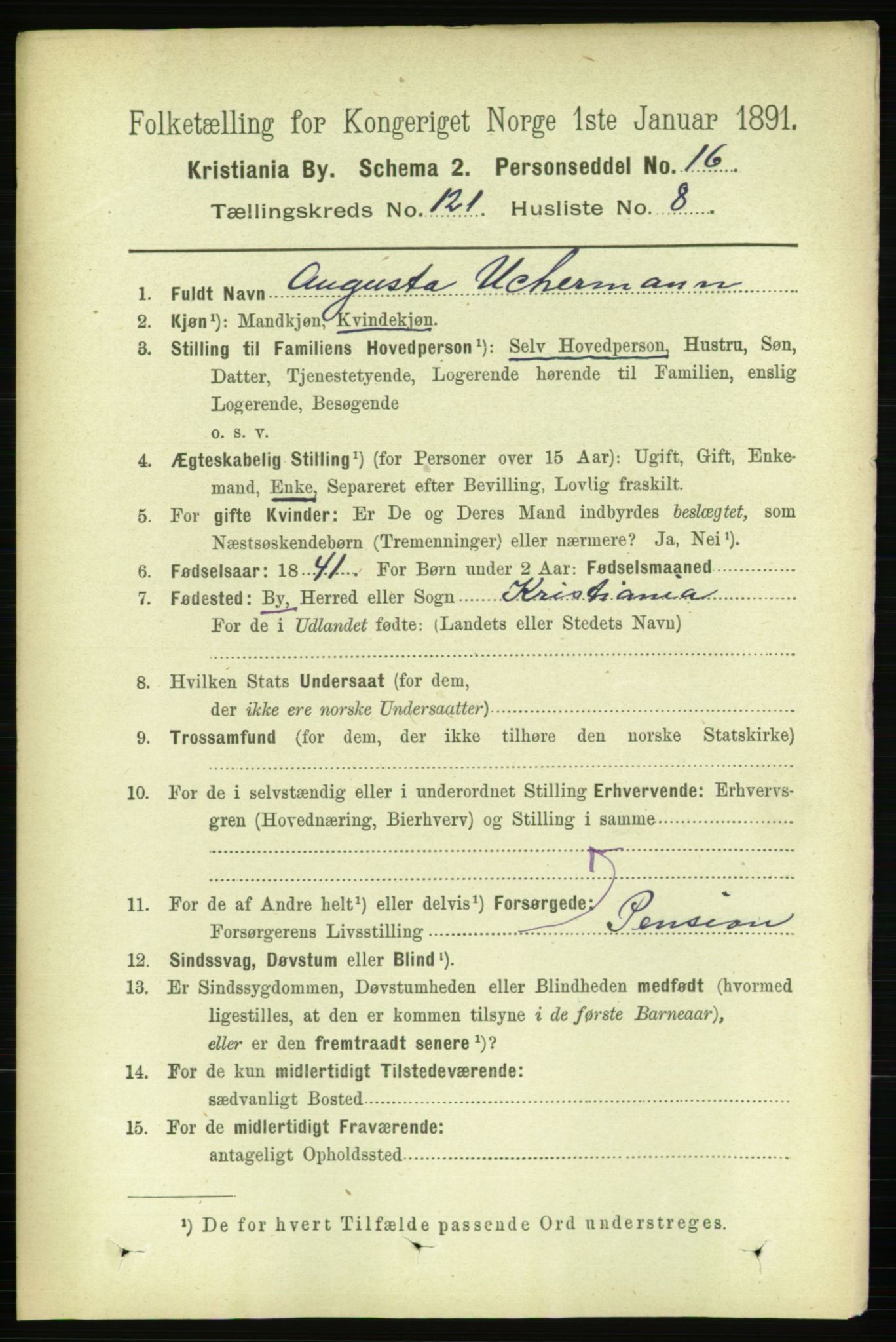 RA, 1891 census for 0301 Kristiania, 1891, p. 64519