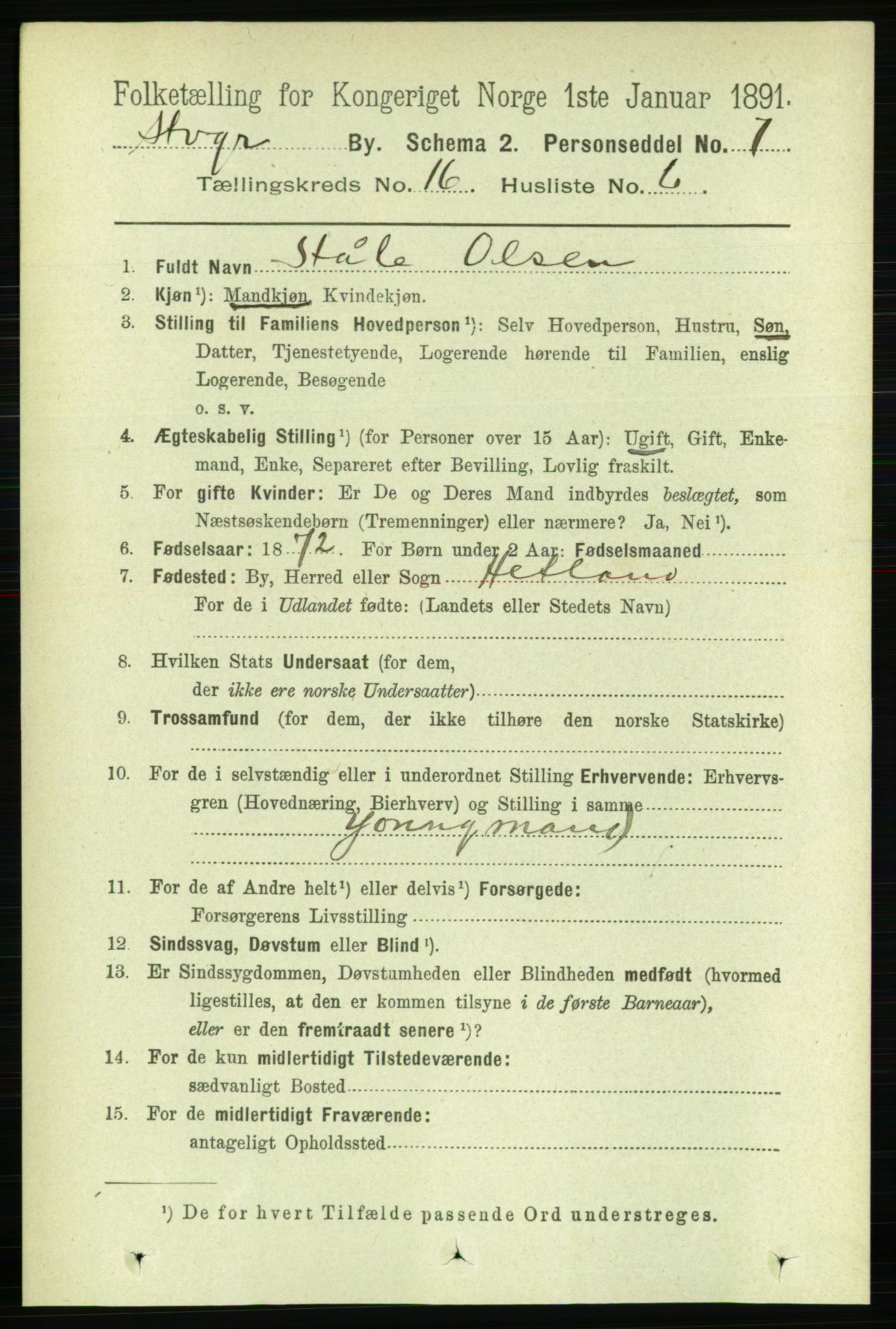 RA, 1891 census for 1103 Stavanger, 1891, p. 18904