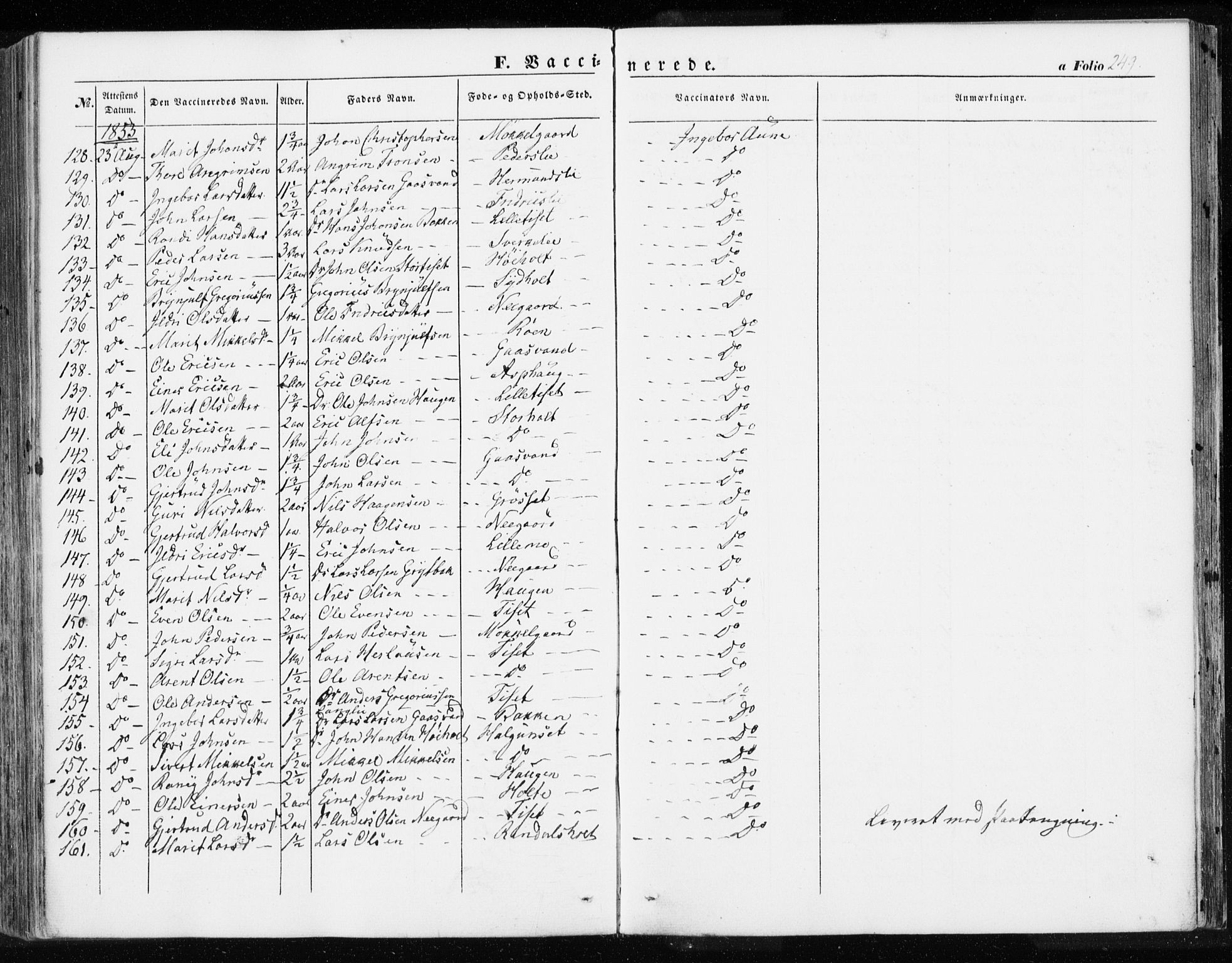 Ministerialprotokoller, klokkerbøker og fødselsregistre - Møre og Romsdal, AV/SAT-A-1454/595/L1044: Parish register (official) no. 595A06, 1852-1863, p. 249