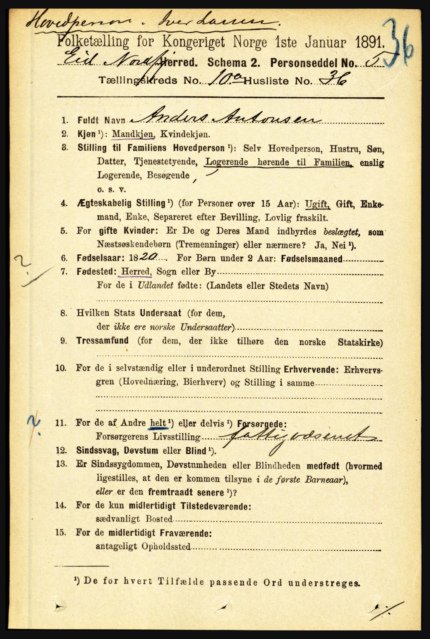 RA, 1891 census for 1443 Eid, 1891, p. 3019