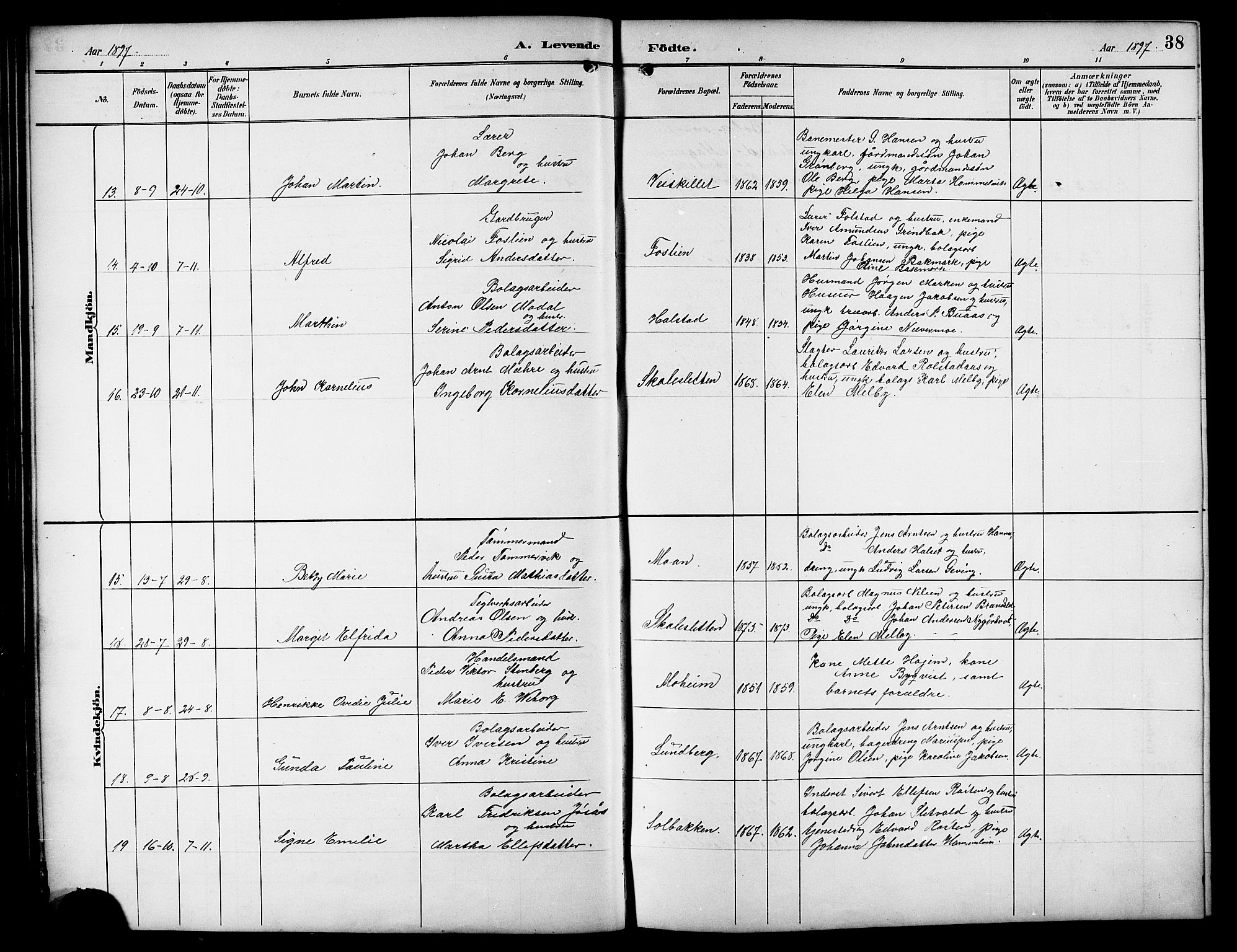Ministerialprotokoller, klokkerbøker og fødselsregistre - Sør-Trøndelag, SAT/A-1456/617/L0431: Parish register (copy) no. 617C01, 1889-1910, p. 38