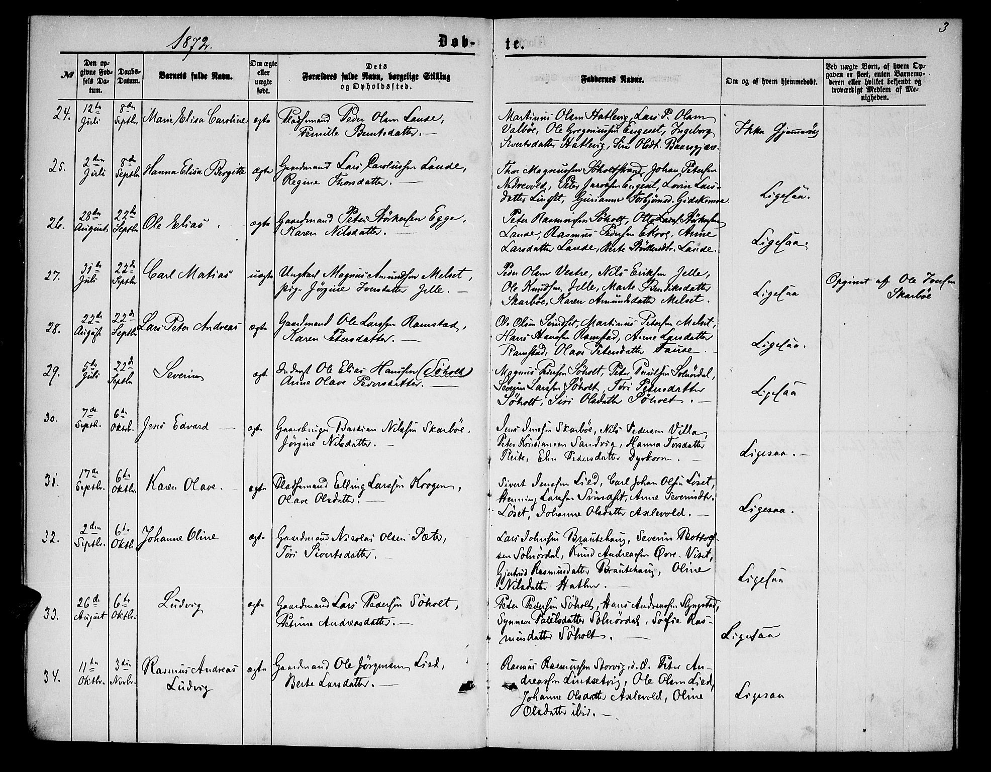 Ministerialprotokoller, klokkerbøker og fødselsregistre - Møre og Romsdal, AV/SAT-A-1454/522/L0325: Parish register (copy) no. 522C04, 1872-1877, p. 3