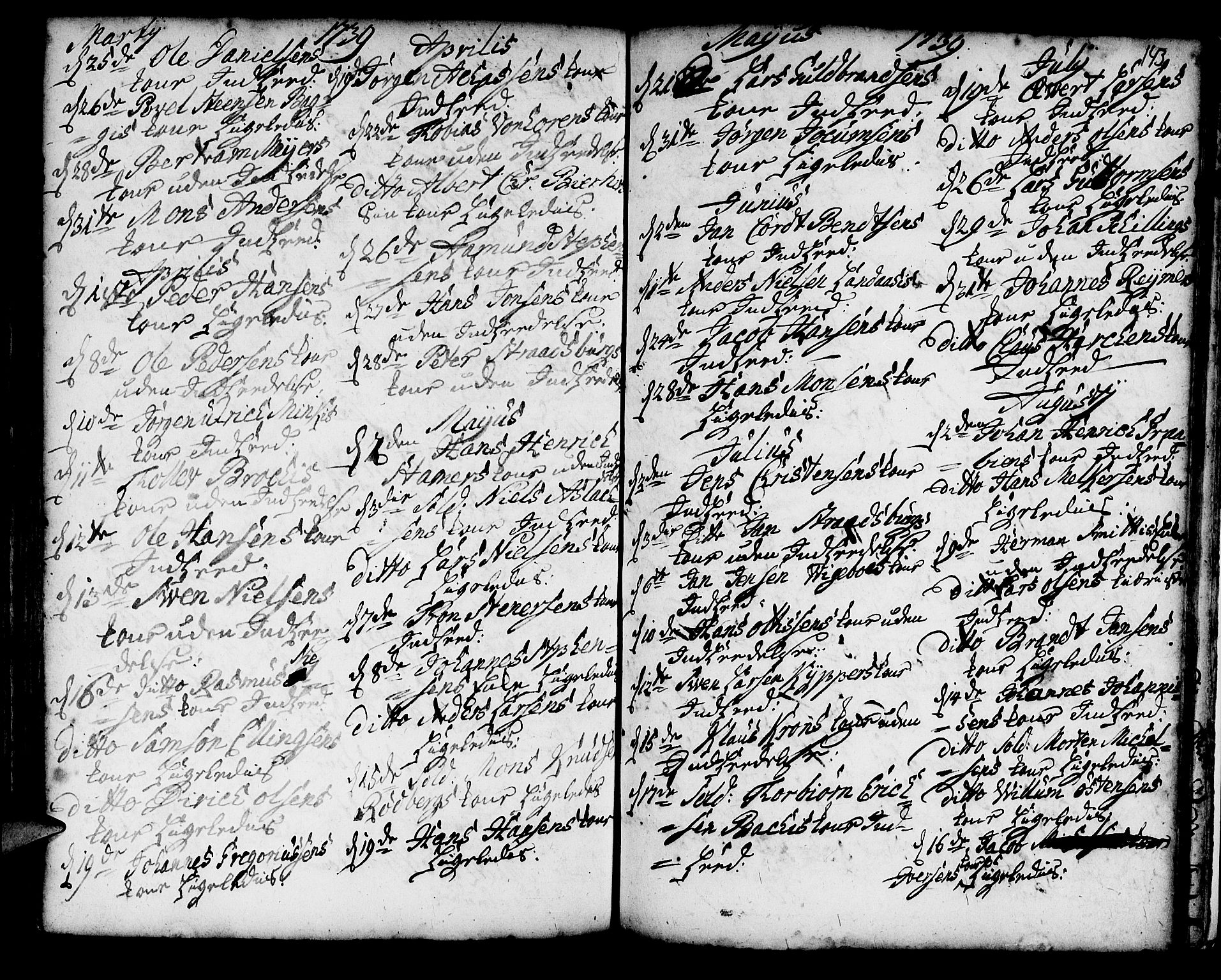 Korskirken sokneprestembete, AV/SAB-A-76101/H/Haa/L0008: Parish register (official) no. A 8, 1698-1747, p. 143