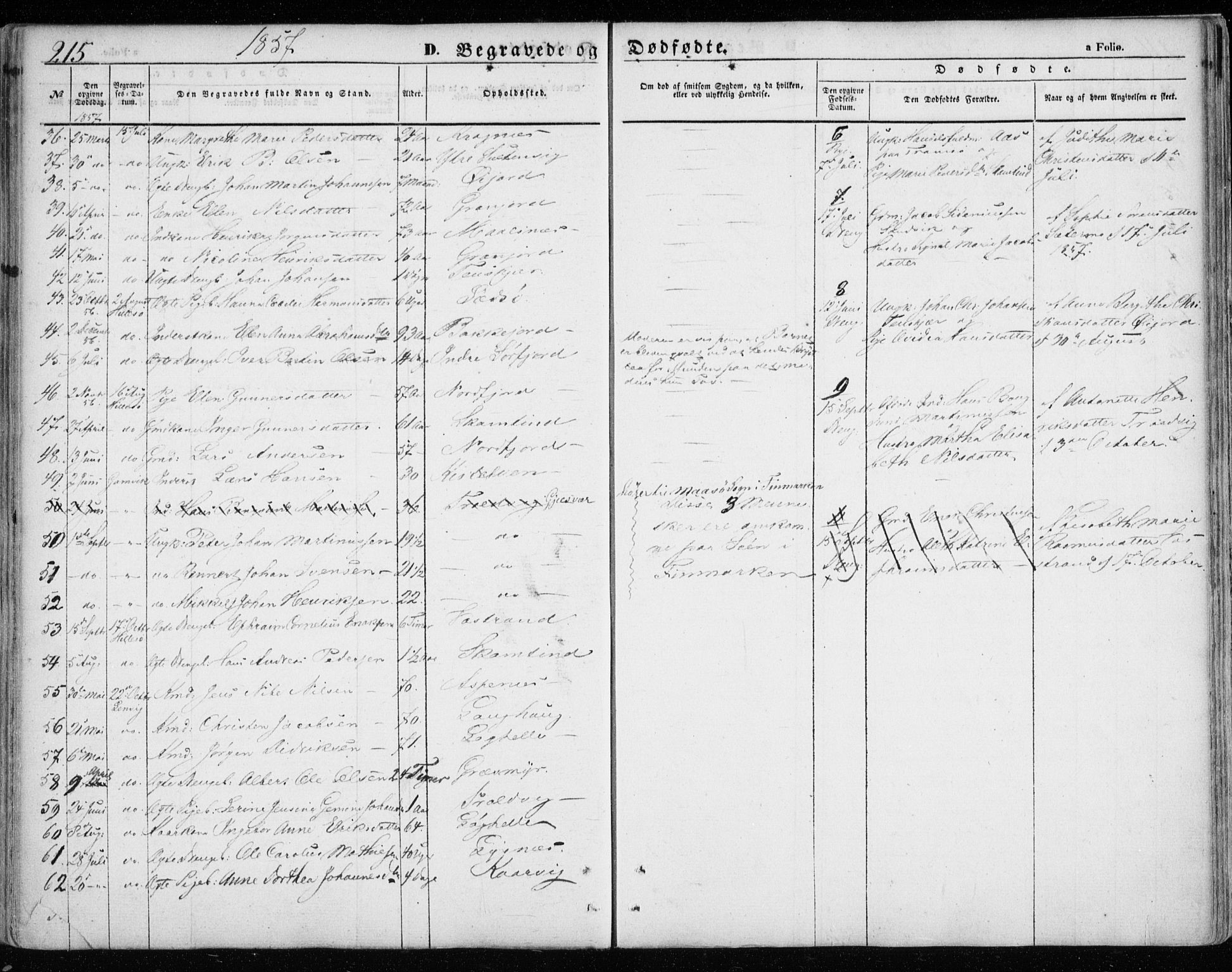 Lenvik sokneprestembete, SATØ/S-1310/H/Ha/Haa/L0007kirke: Parish register (official) no. 7, 1855-1865, p. 215