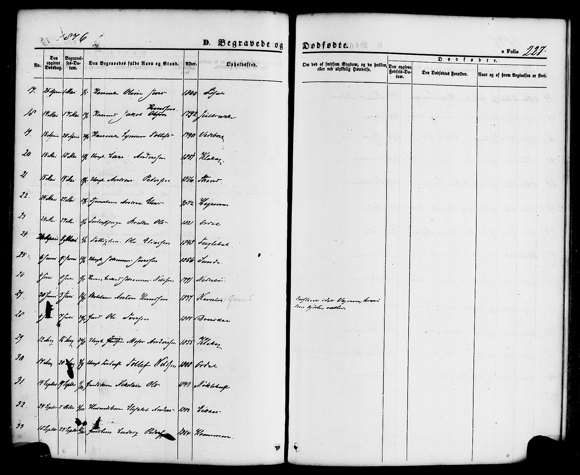 Jølster sokneprestembete, SAB/A-80701/H/Haa/Haaa/L0011: Parish register (official) no. A 11, 1866-1881, p. 227