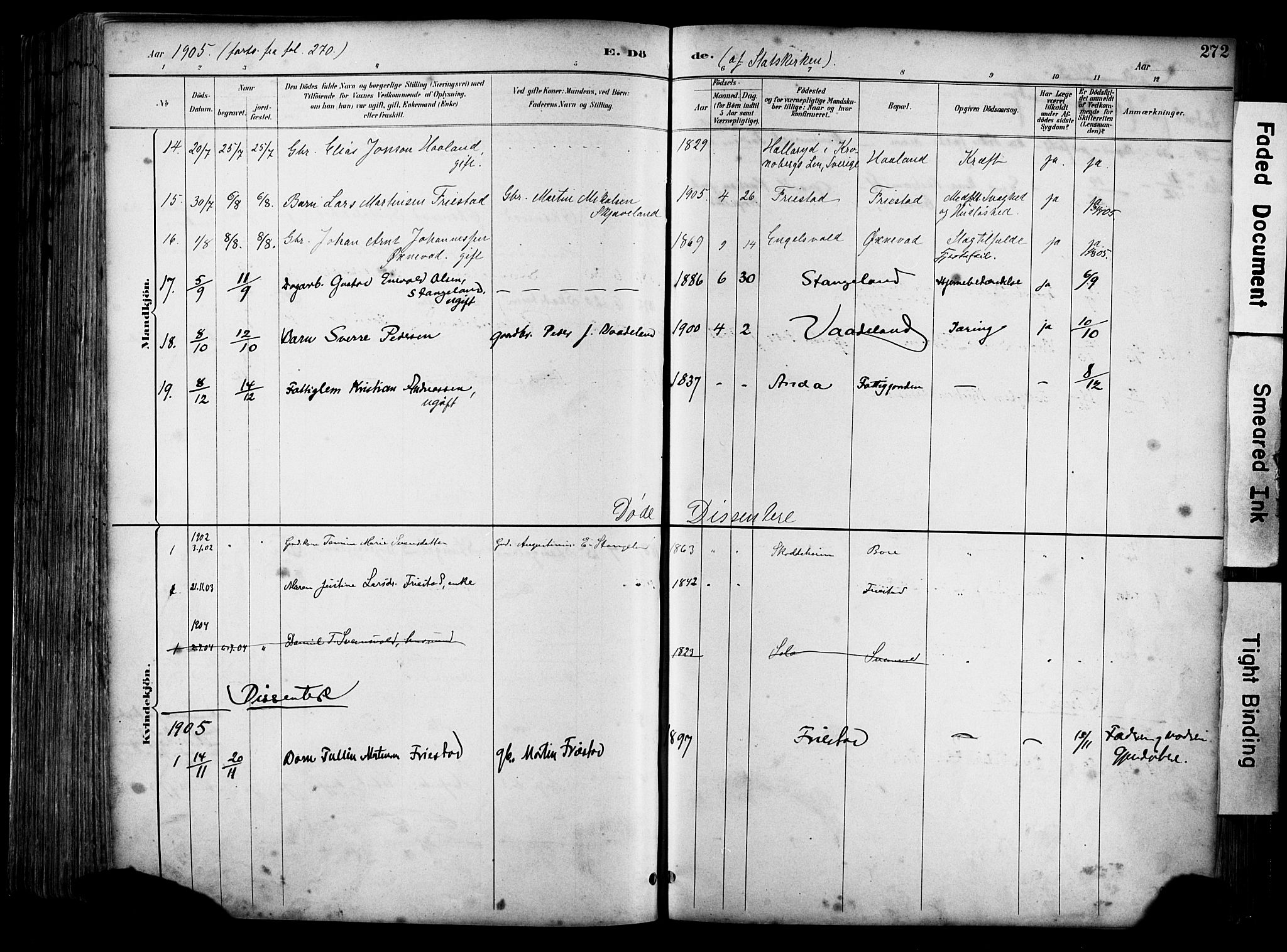 Klepp sokneprestkontor, AV/SAST-A-101803/001/3/30BA/L0009: Parish register (official) no. A 7, 1886-1915, p. 272