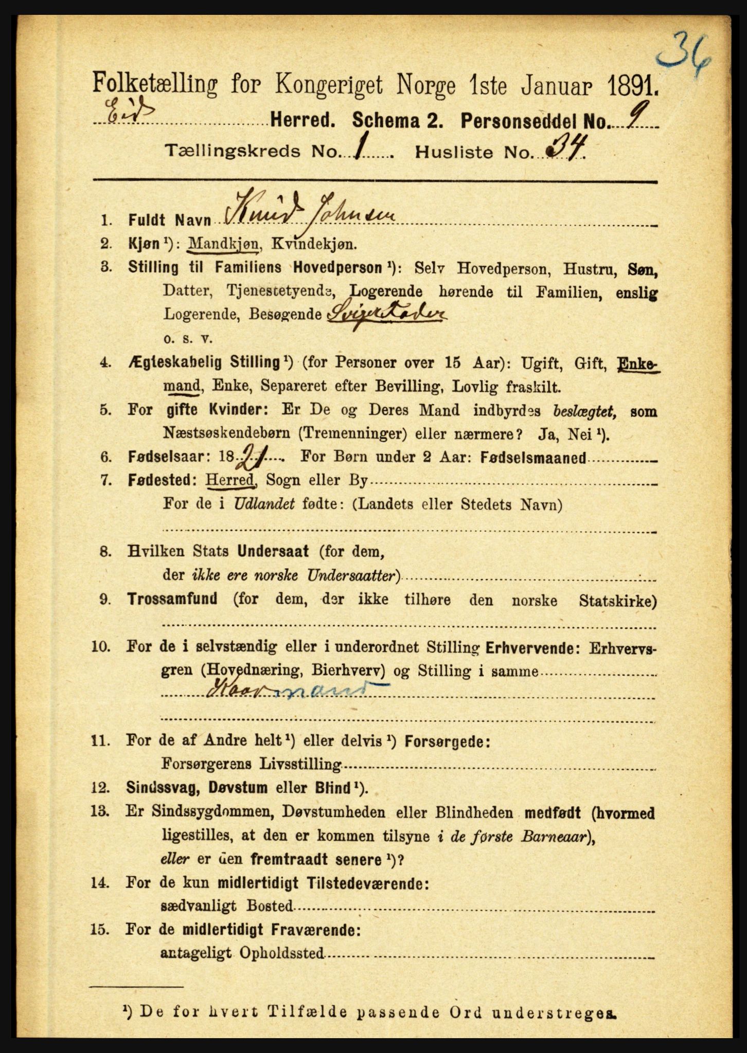 RA, 1891 census for 1443 Eid, 1891, p. 276